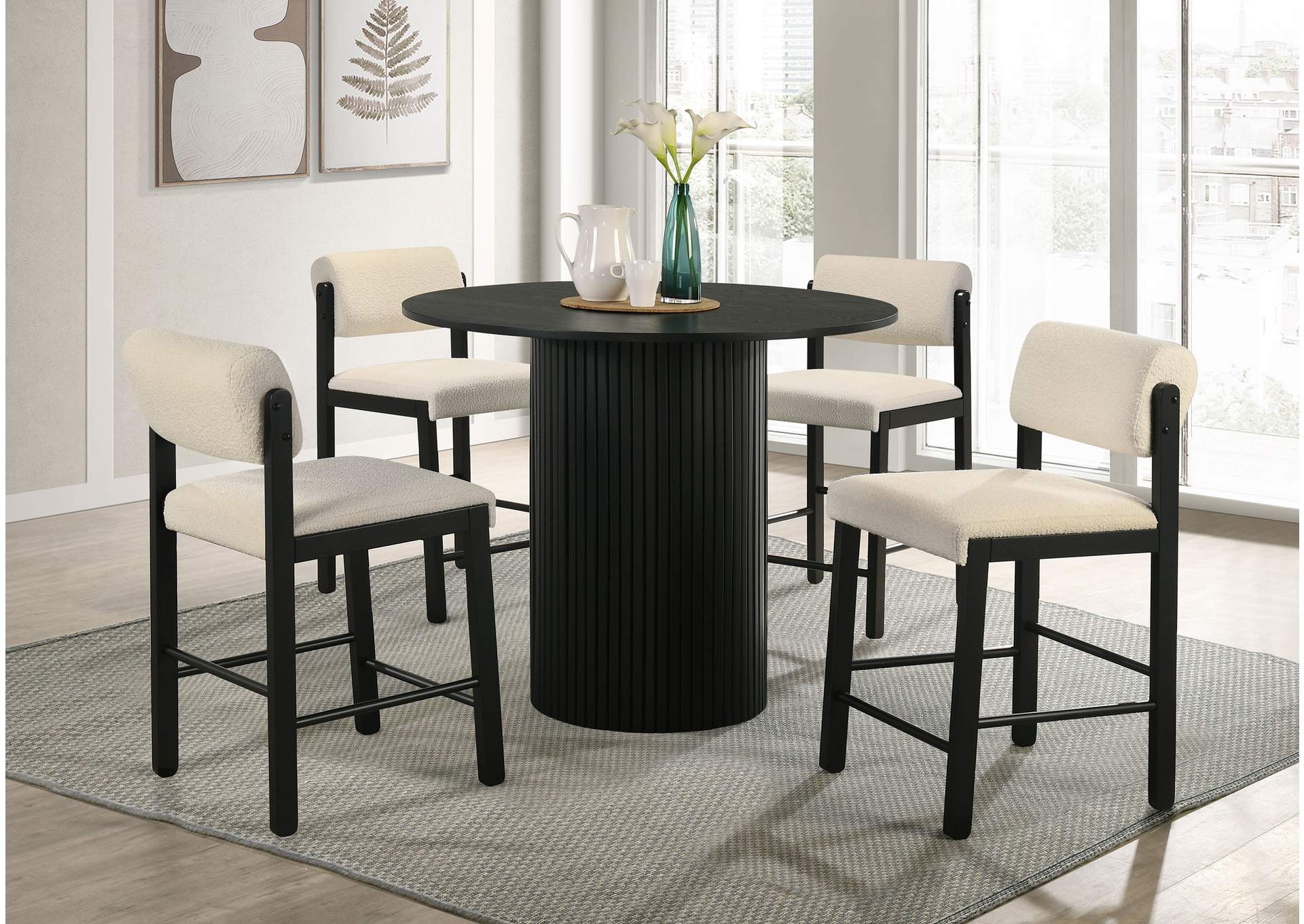 Kehoe Upholstered Counter Height Chair Cream and Black (Set of 2) image 16