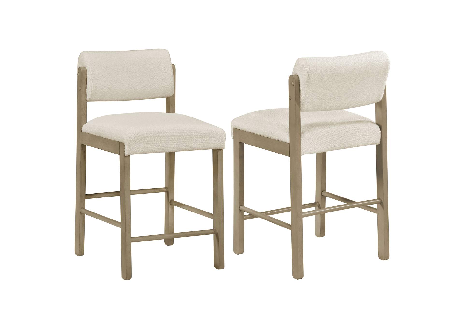 Kehoe Upholstered Counter Height Chair Cream and Natural Oak (Set of 2) image 1