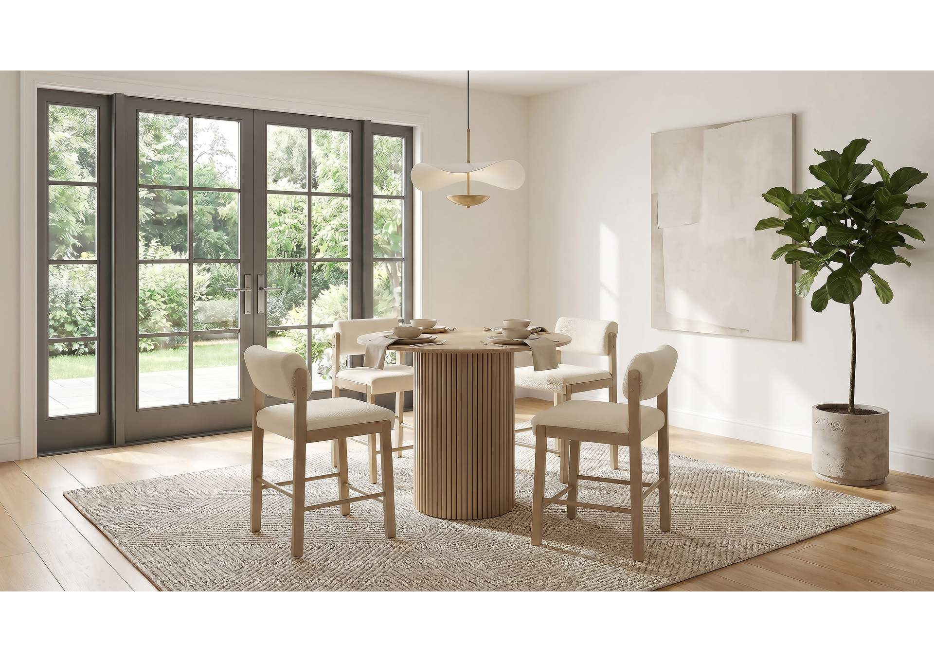 Kehoe Upholstered Counter Height Chair Cream and Natural Oak (Set of 2) image 16