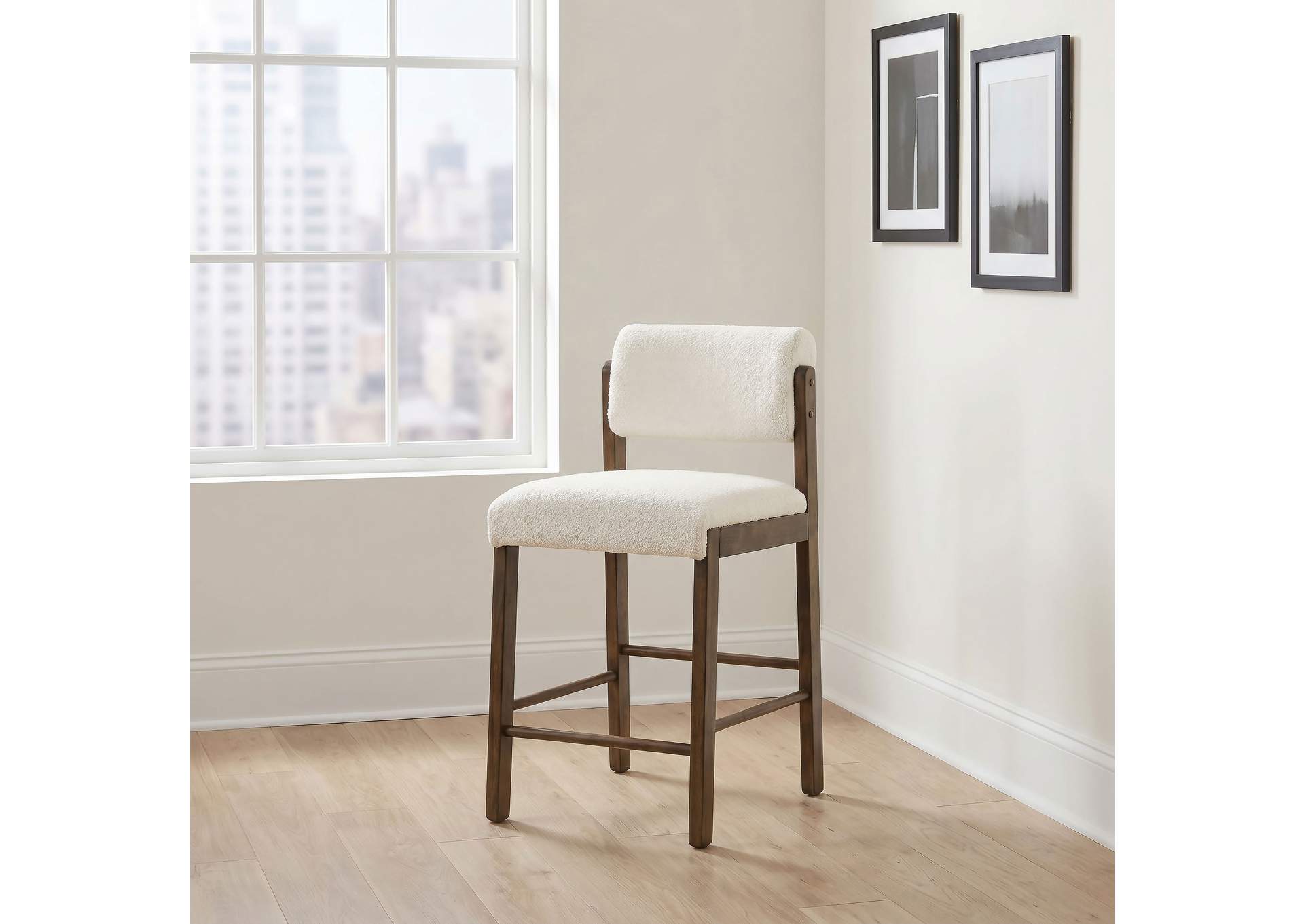 Kehoe Upholstered Counter Height Chair Cream and Walnut (Set of 2) image 4