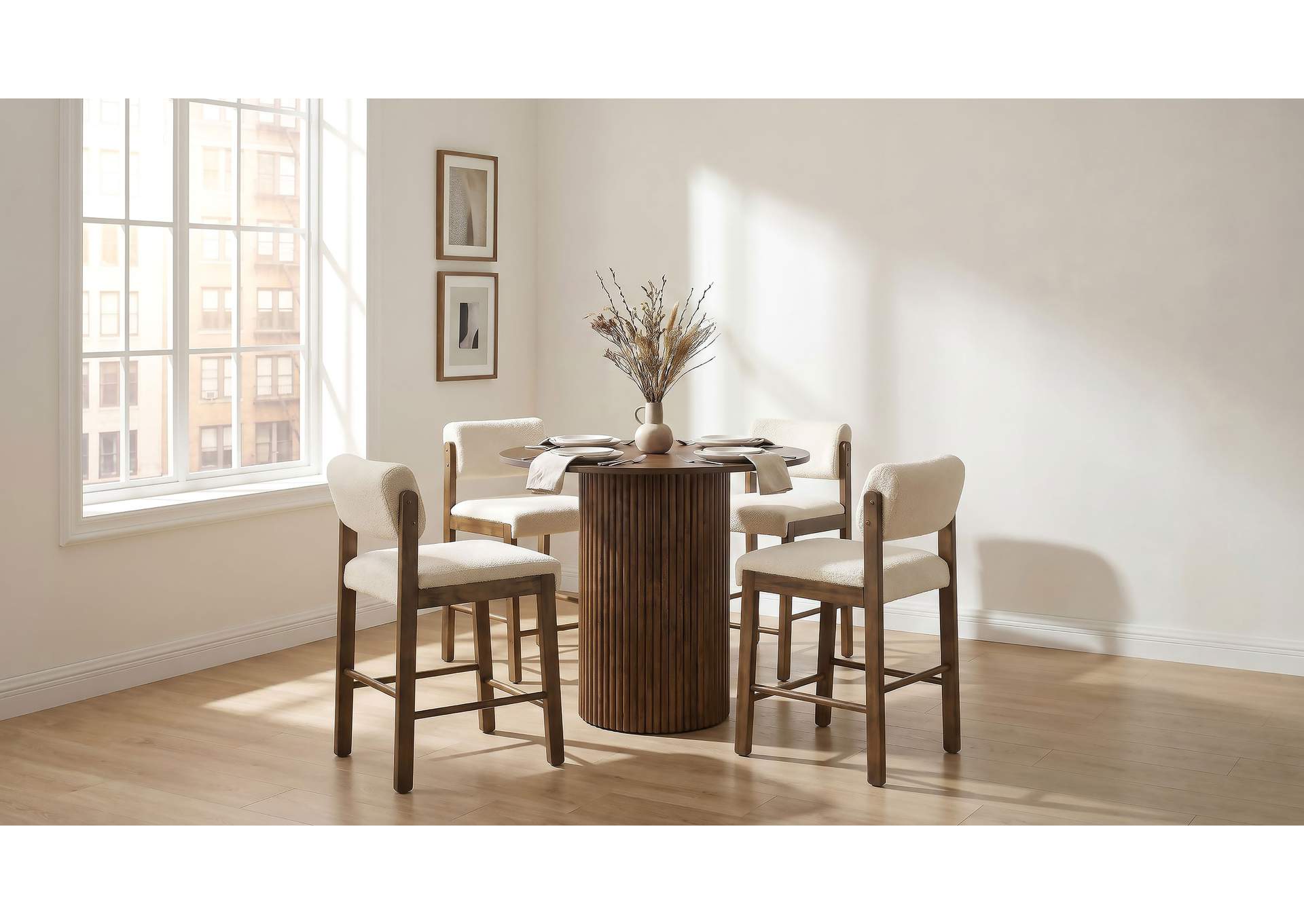 Kehoe Upholstered Counter Height Chair Cream and Walnut (Set of 2) image 16