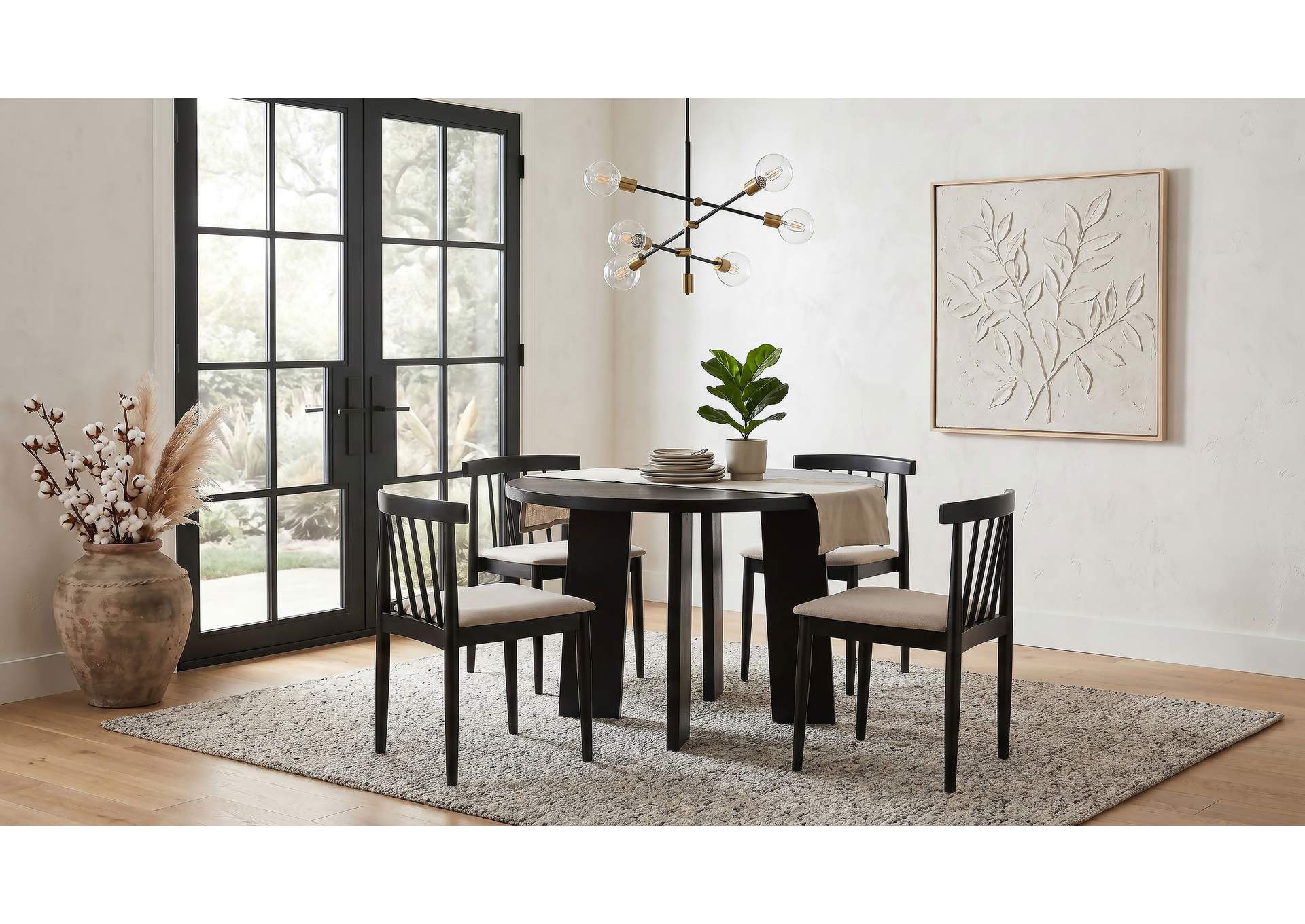 Strouse 5-piece Dining Set Wheat and Black image 1
