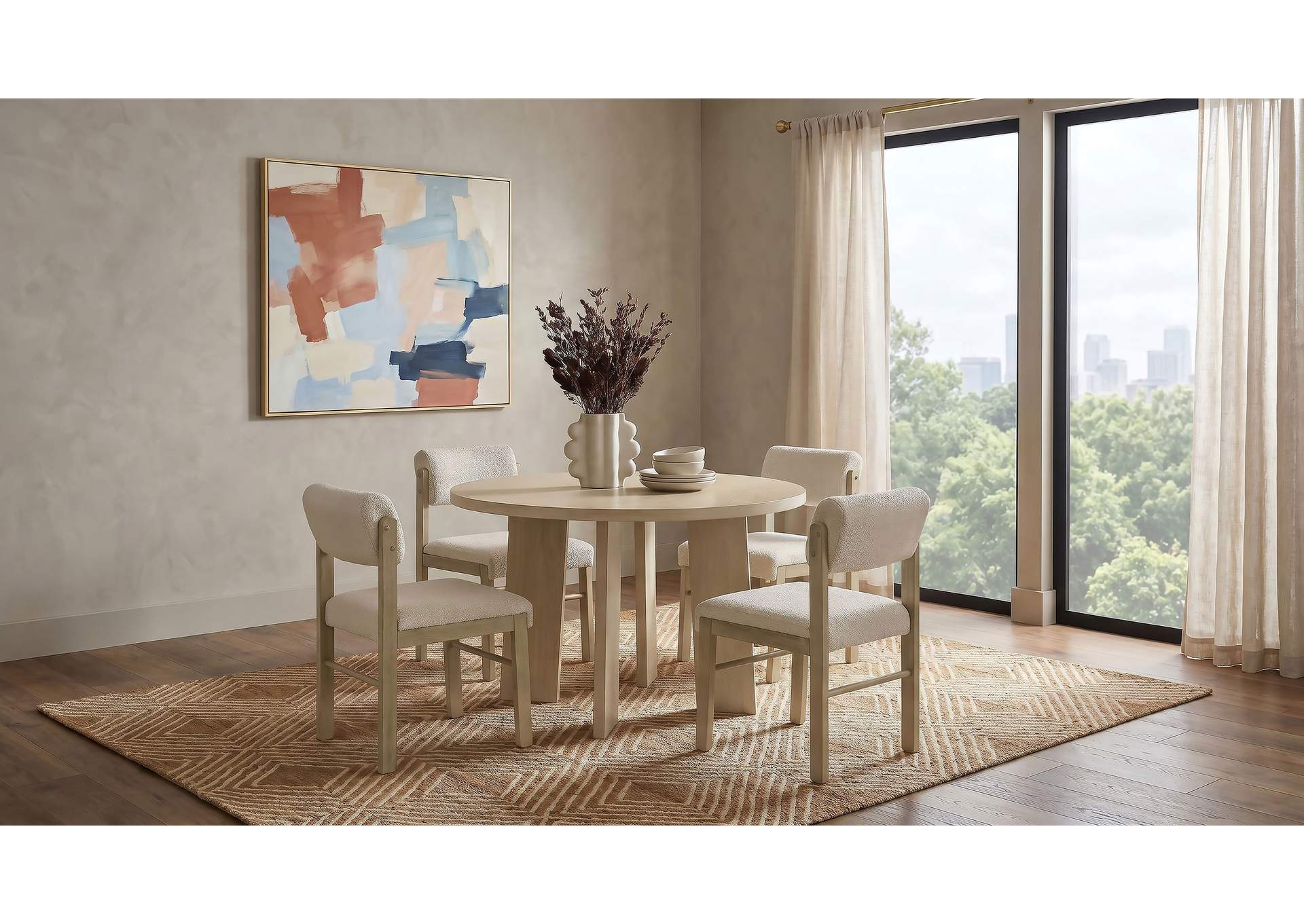 Strouse 5-piece Dining Set Cream and Natural Oak image 1