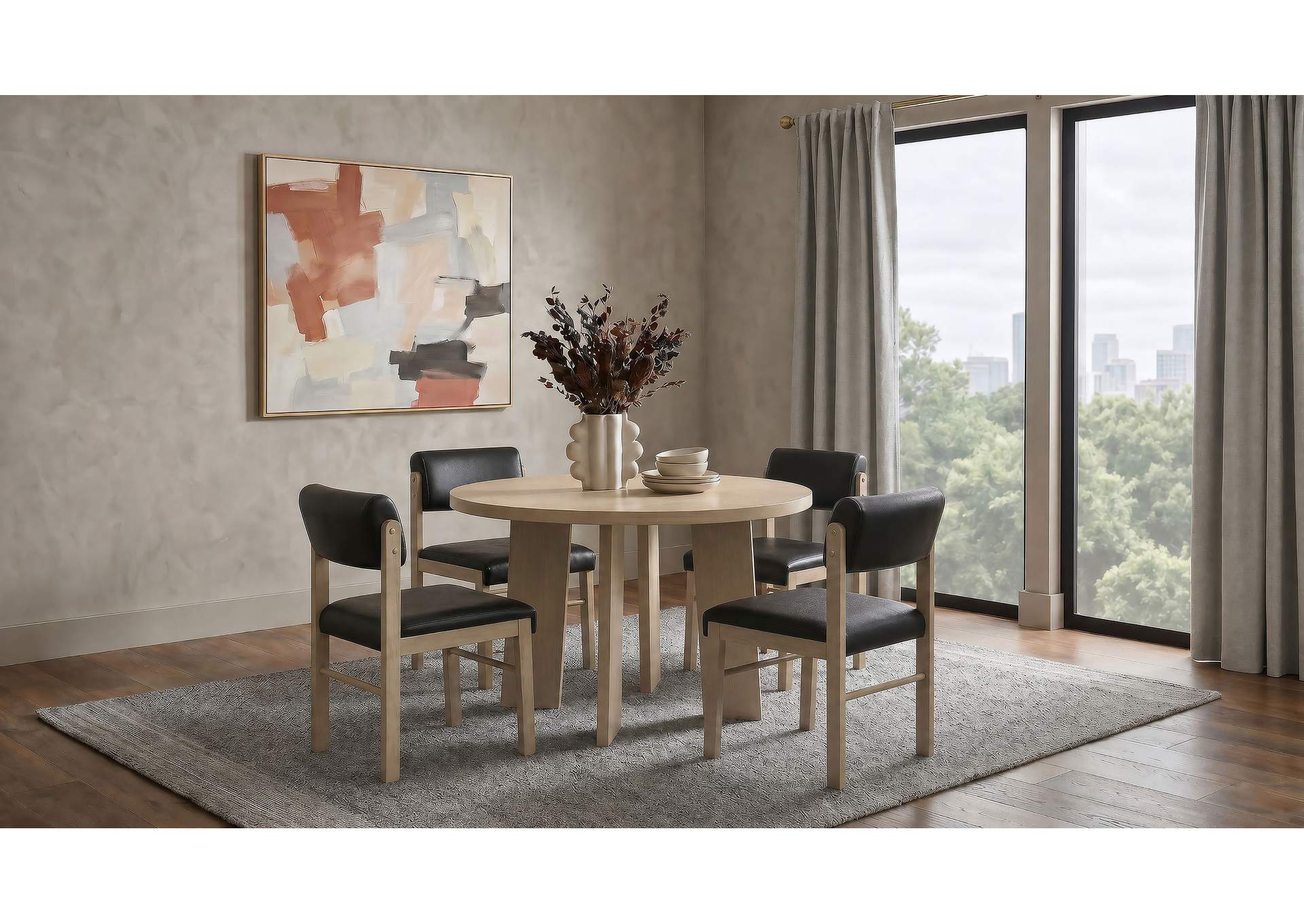 Strouse 5-piece Dining Set Black and Natural Oak image 1