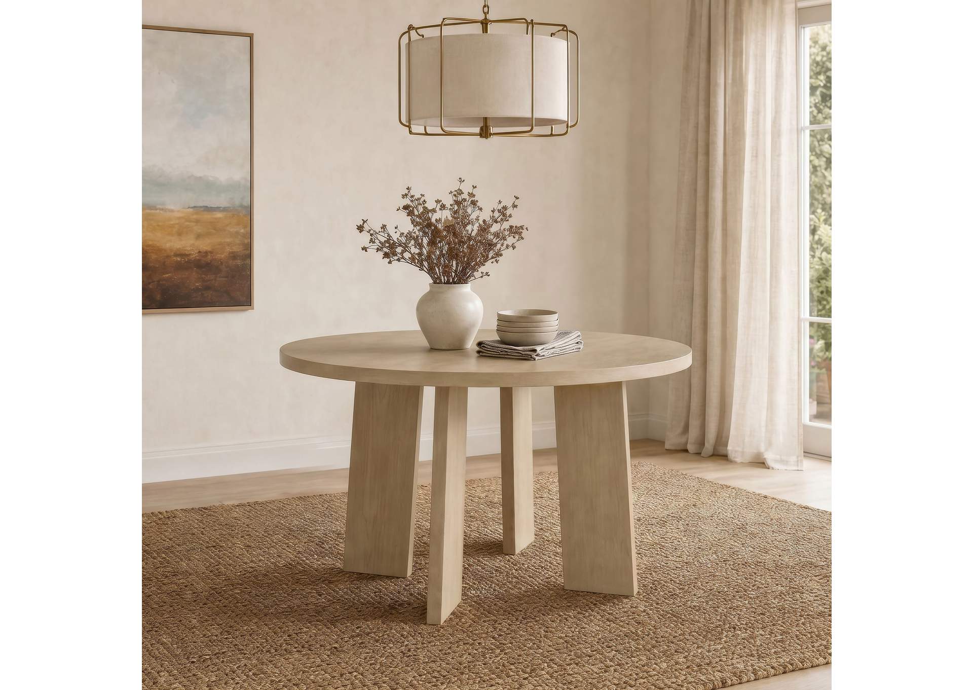 Strouse 47-inch Round Wood Dining Room Table Natural Oak image 4
