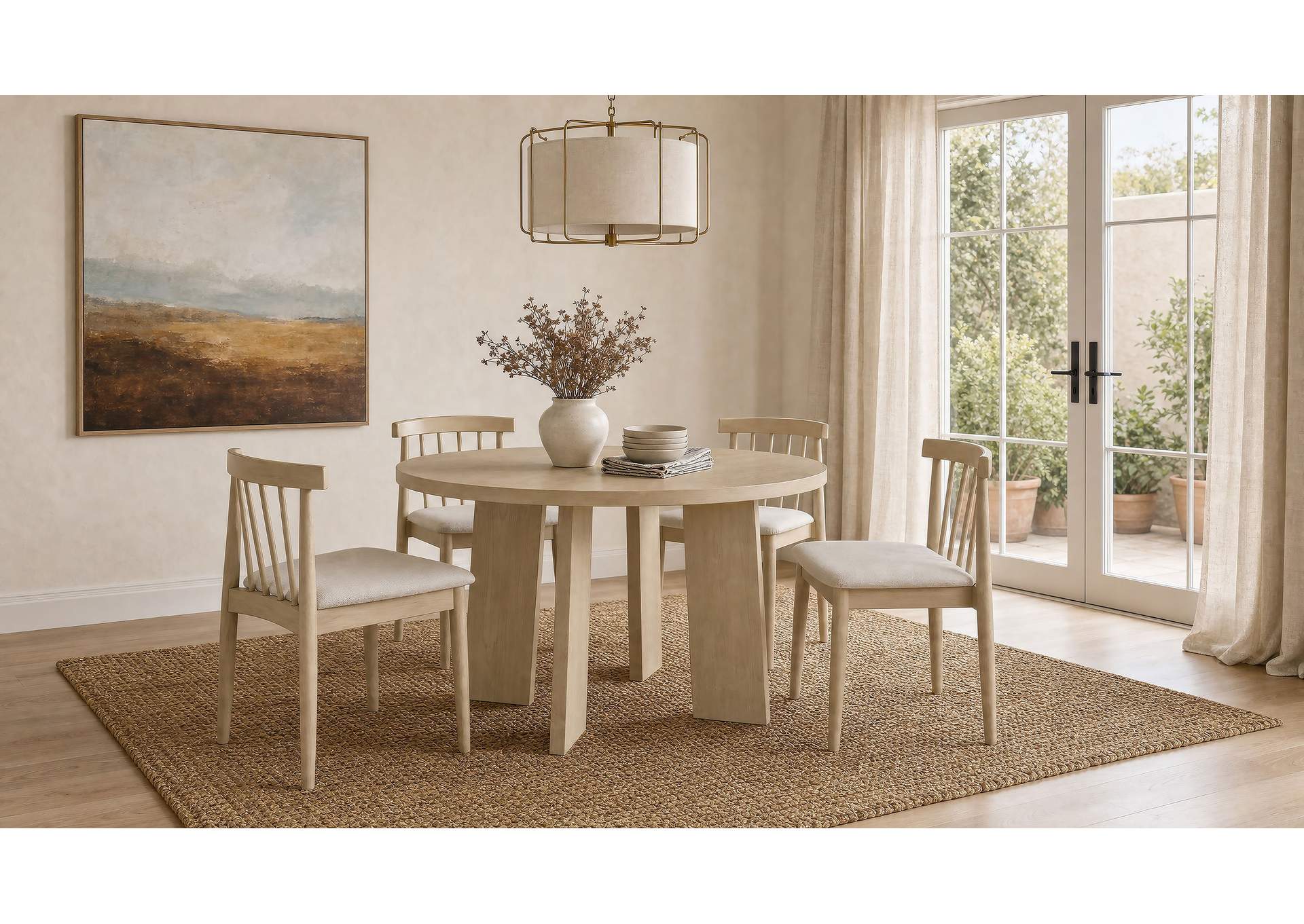 Strouse 47-inch Round Wood Dining Room Table Natural Oak image 11