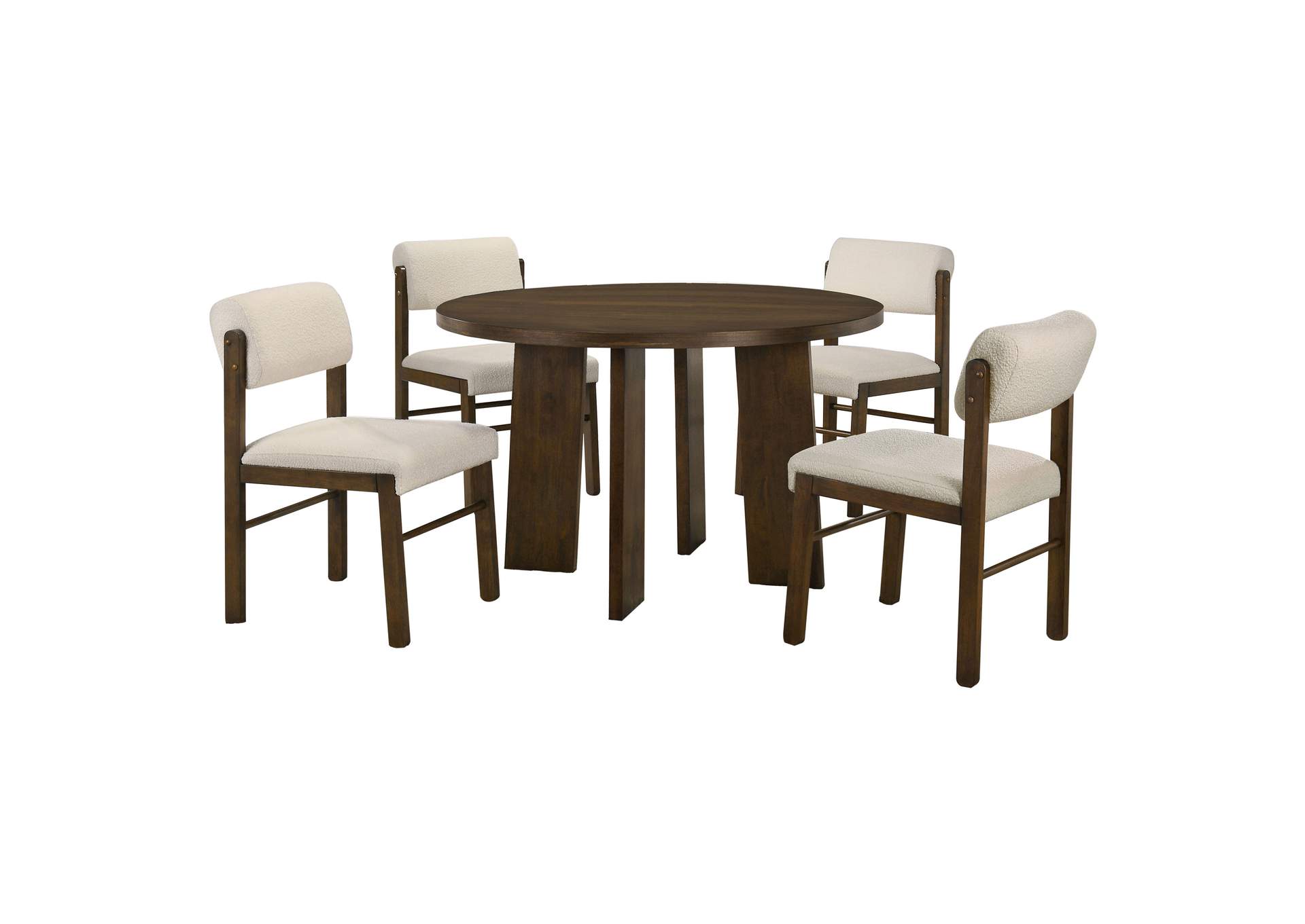 Strouse 5-piece Dining Set Cream and Walnut image 3