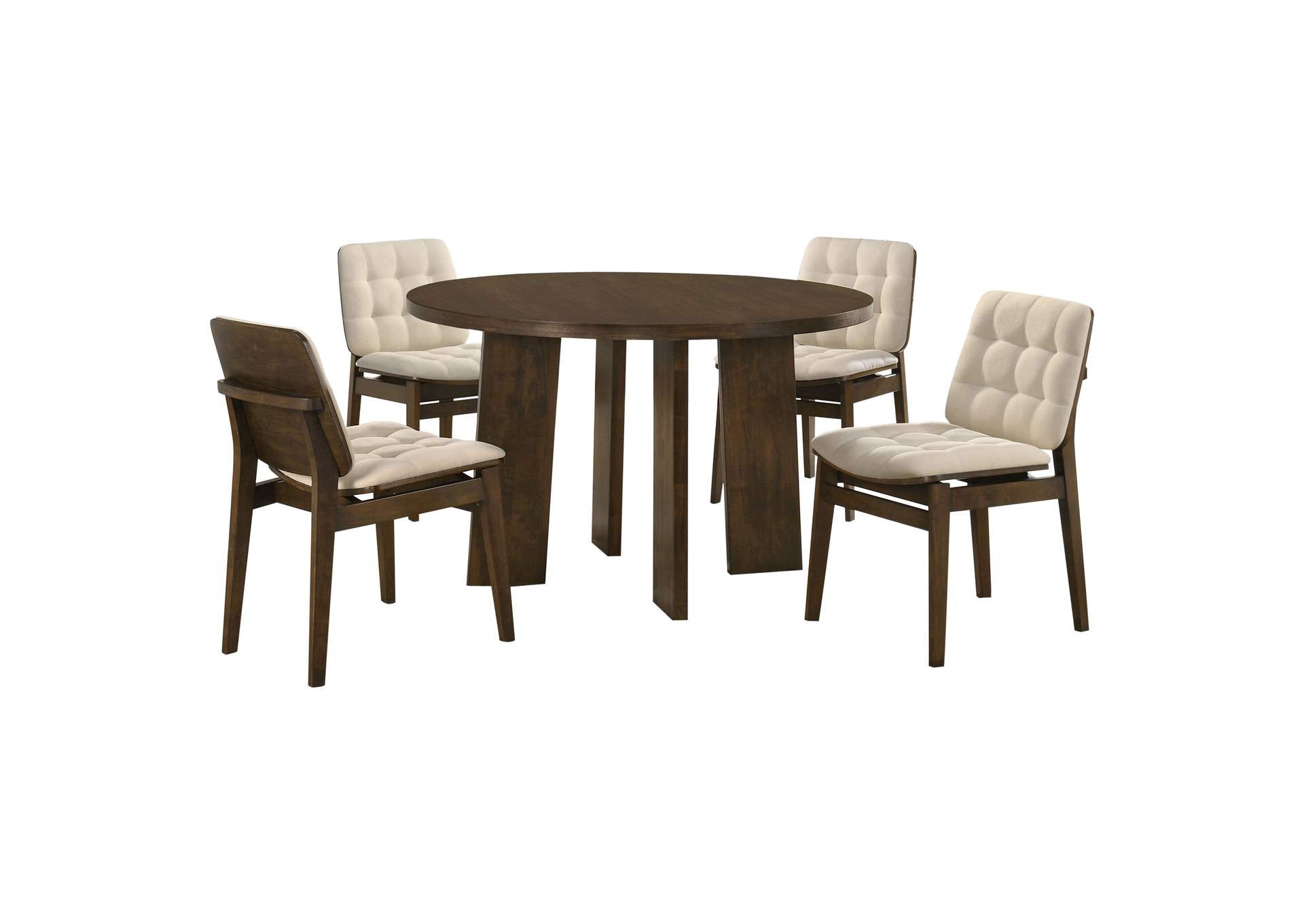 Strouse 5-piece Dining Set Cream and Walnut image 3