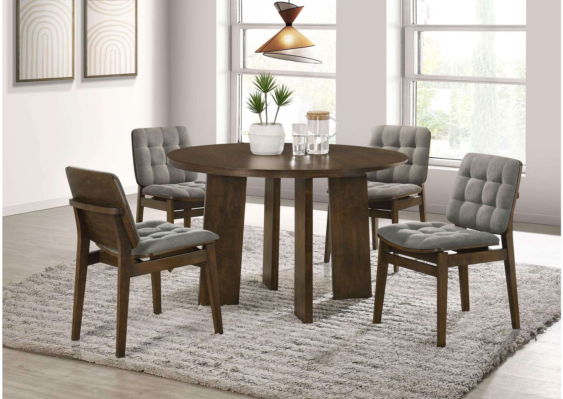 Strouse 5-piece Dining Set Grey and Walnut image 1