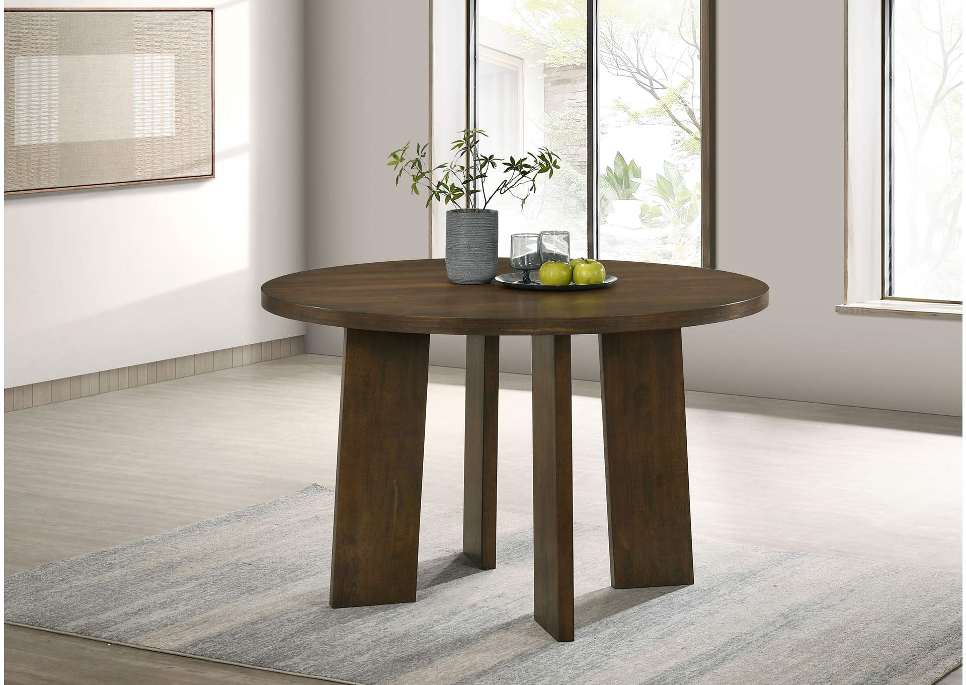 Strouse 47-inch Round Wood Dining Room Table Walnut image 3