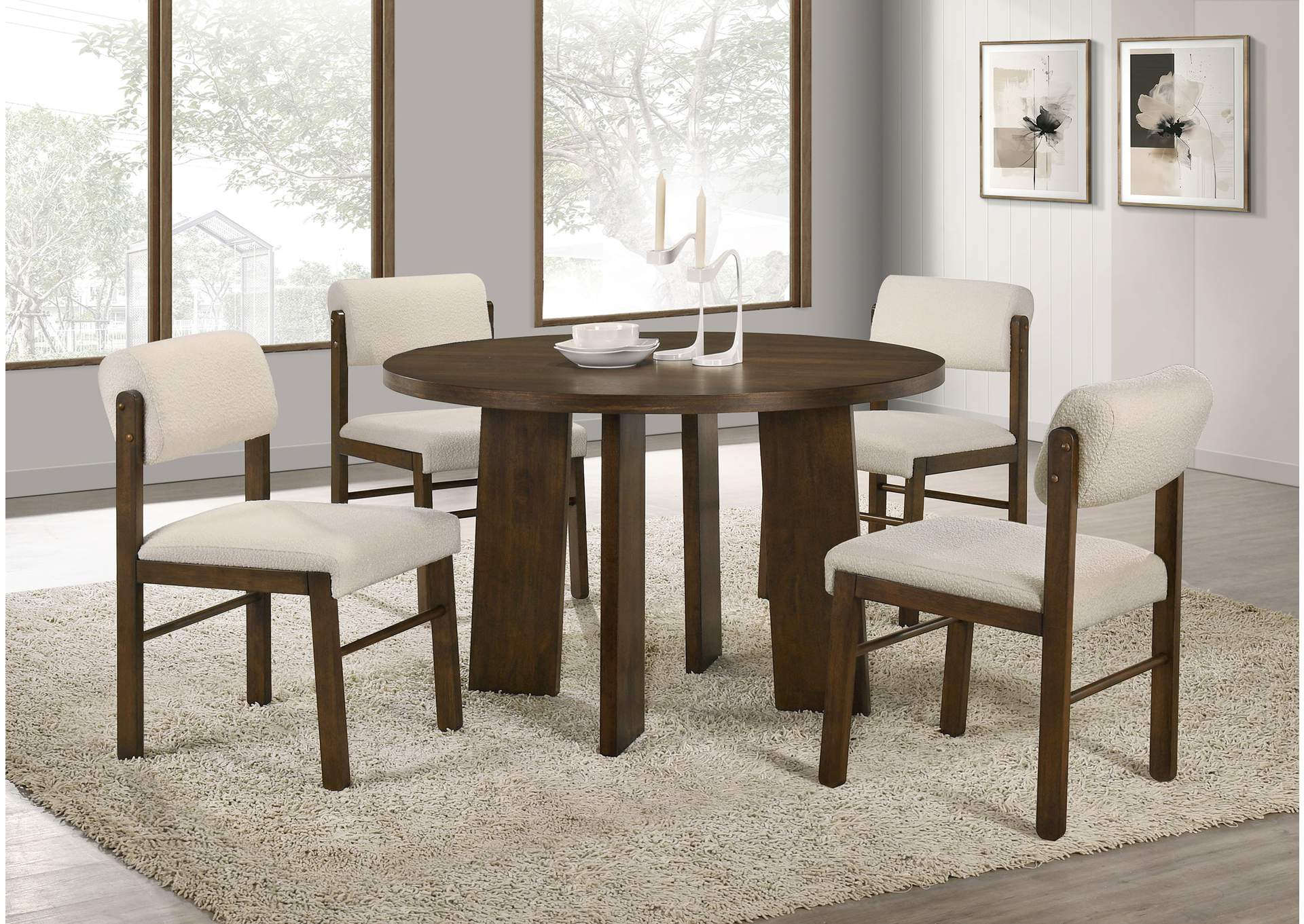 Strouse 47-inch Round Wood Dining Room Table Walnut image 11