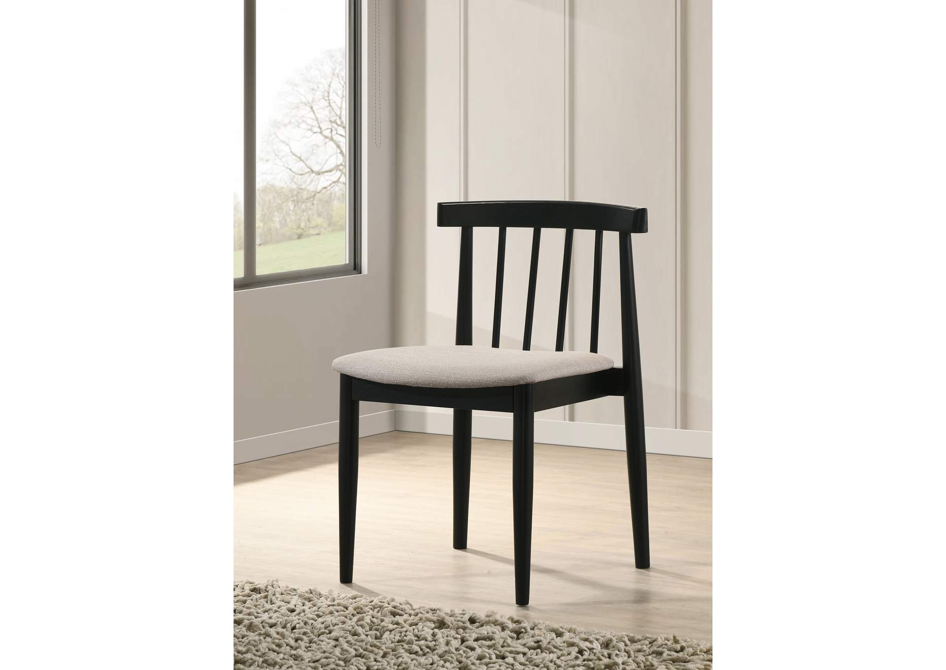Cullen Dining Side Chair Upholstered Seat Black (Set of 2) image 3