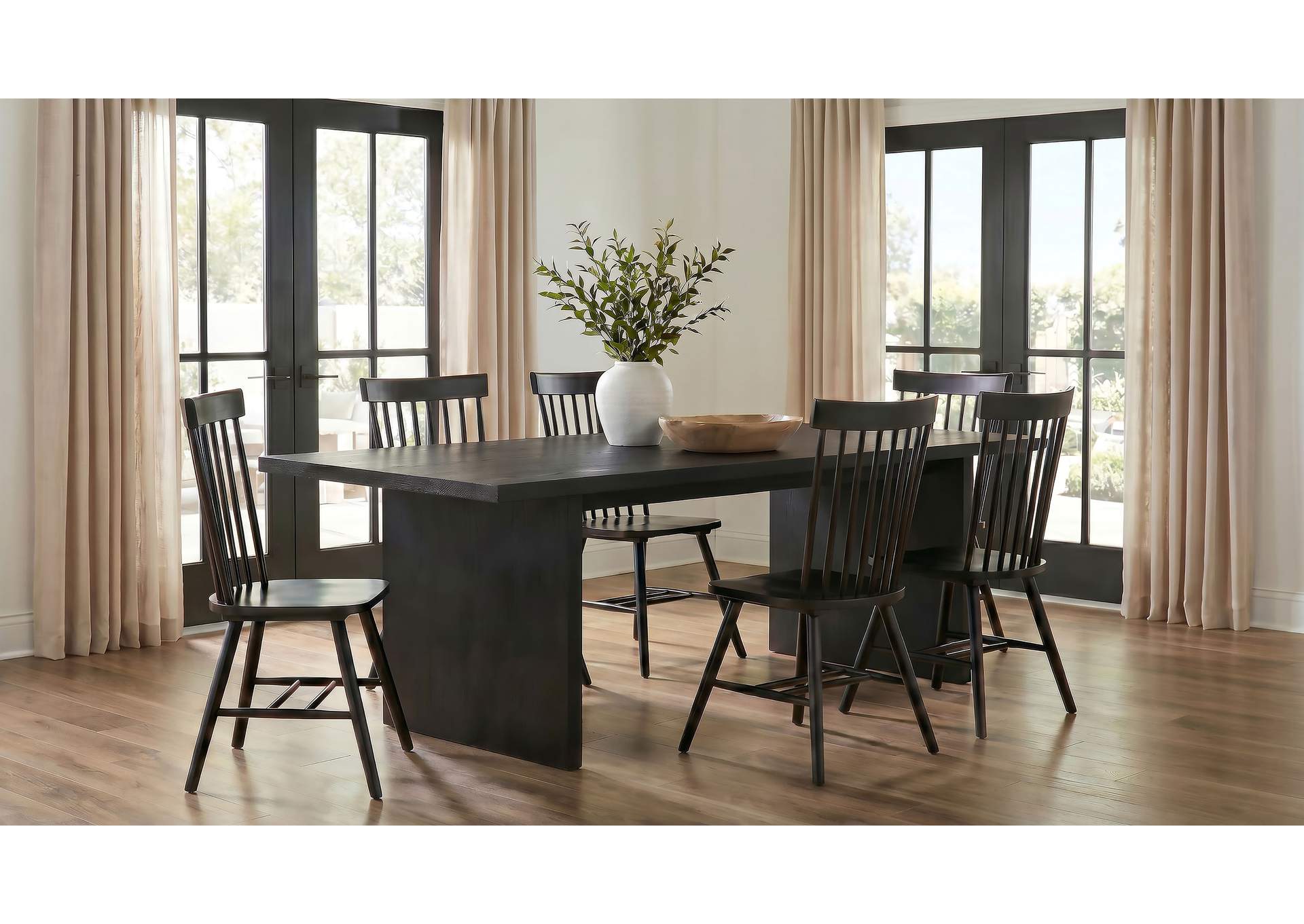 Decker 7-piece 82-inch Rectangular Dining Set Black image 1