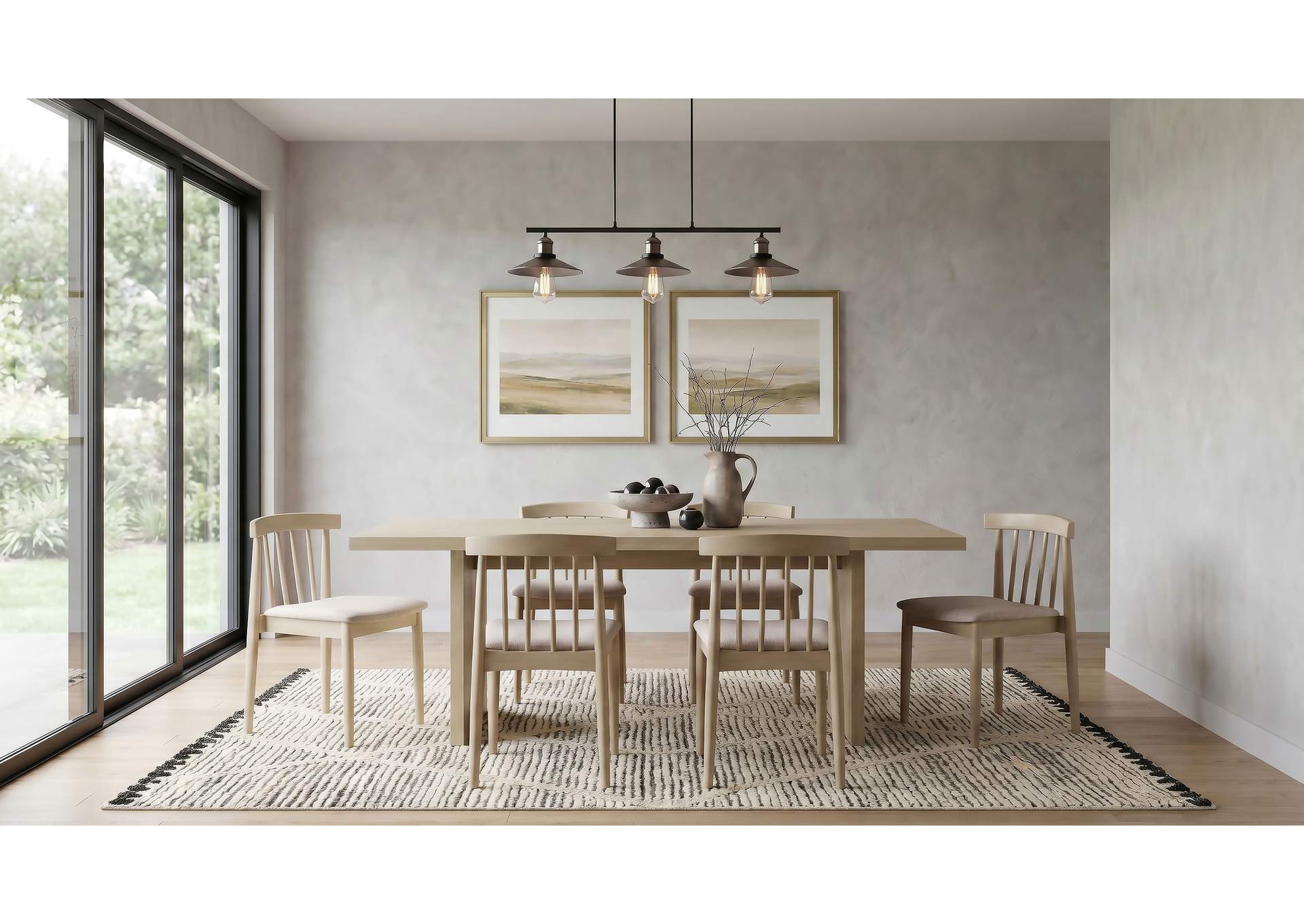 Decker 7-piece 82-inch Rectangular Dining Set Wheat and Natural Oak image 1