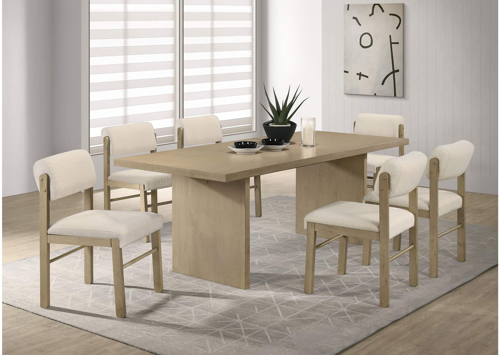 Decker 7-piece 82-inch Rectangular Dining Set Cream and Natural Oak image 1