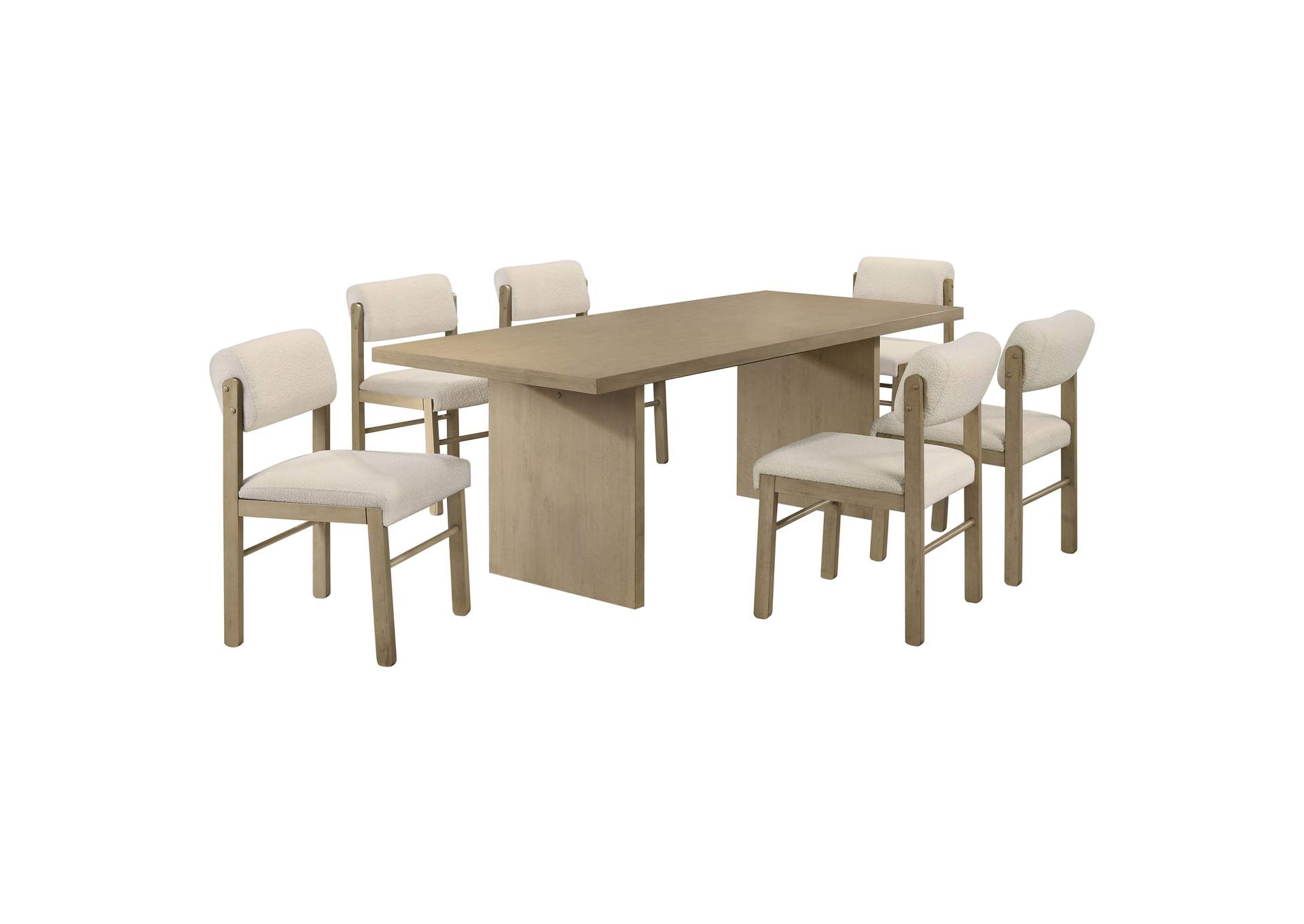 Decker 7-piece 82-inch Rectangular Dining Set Cream and Natural Oak image 3