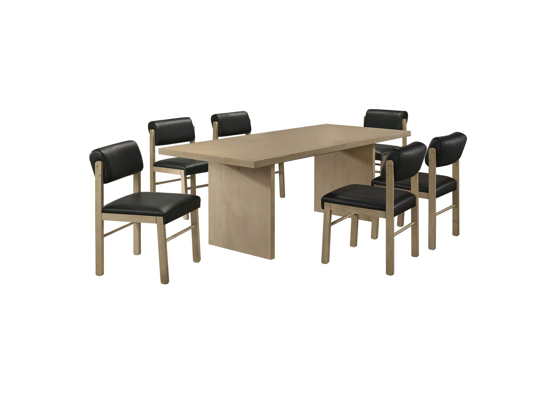 Decker 7-piece 82-inch Rectangular Dining Set Black and Natural Oak image 3