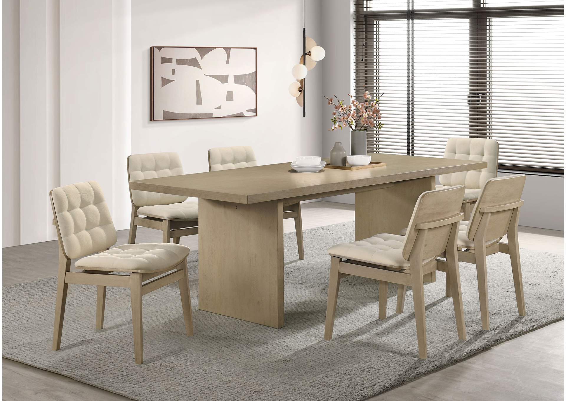 Decker 7-piece 82-inch Rectangular Dining Set Cream and Natural Oak image 1