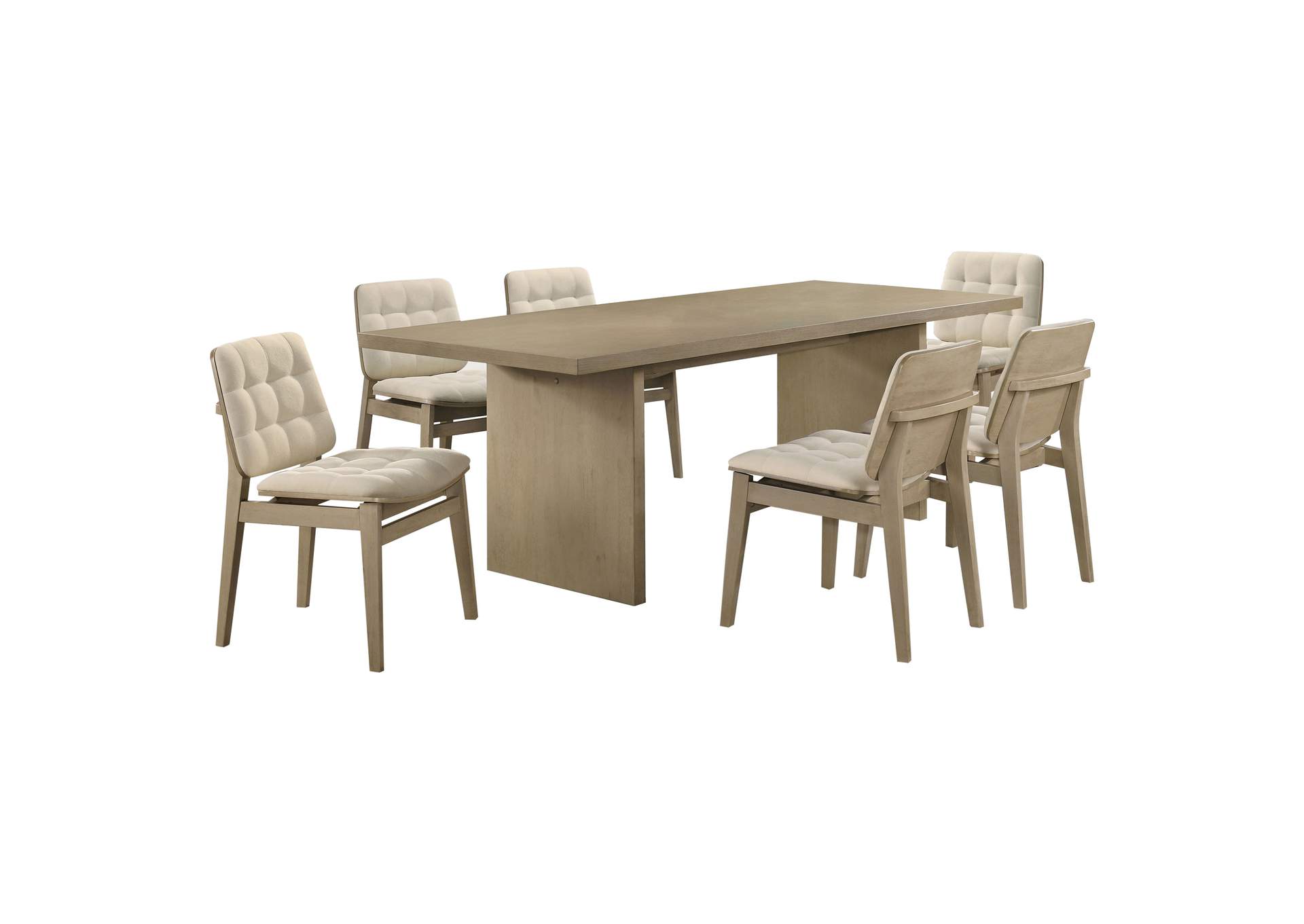 Decker 7-piece 82-inch Rectangular Dining Set Cream and Natural Oak image 3