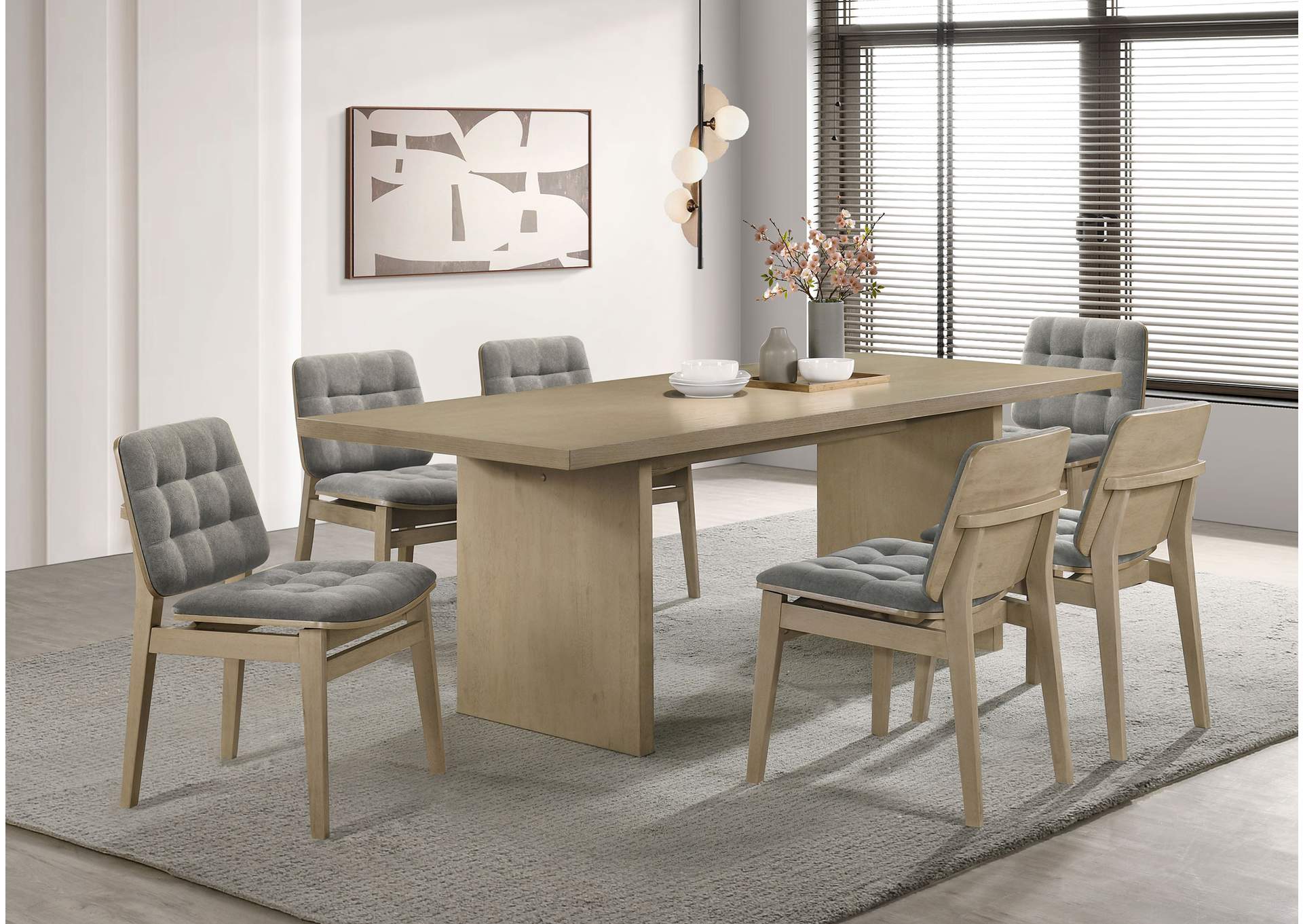 Decker 7-piece 82-inch Rectangular Dining Set Grey and Natural Oak image 1