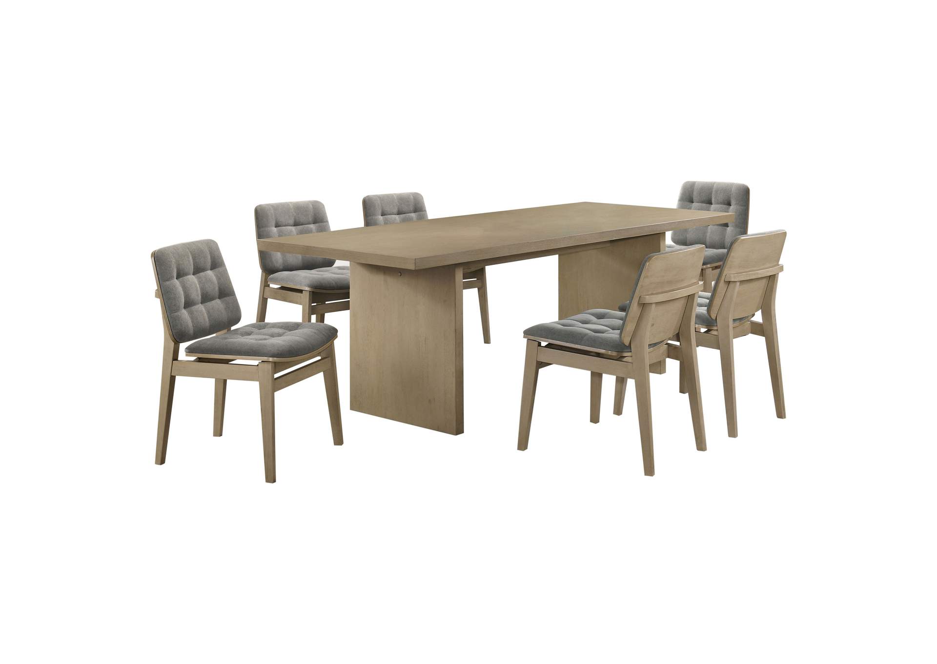 Decker 7-piece 82-inch Rectangular Dining Set Grey and Natural Oak image 3