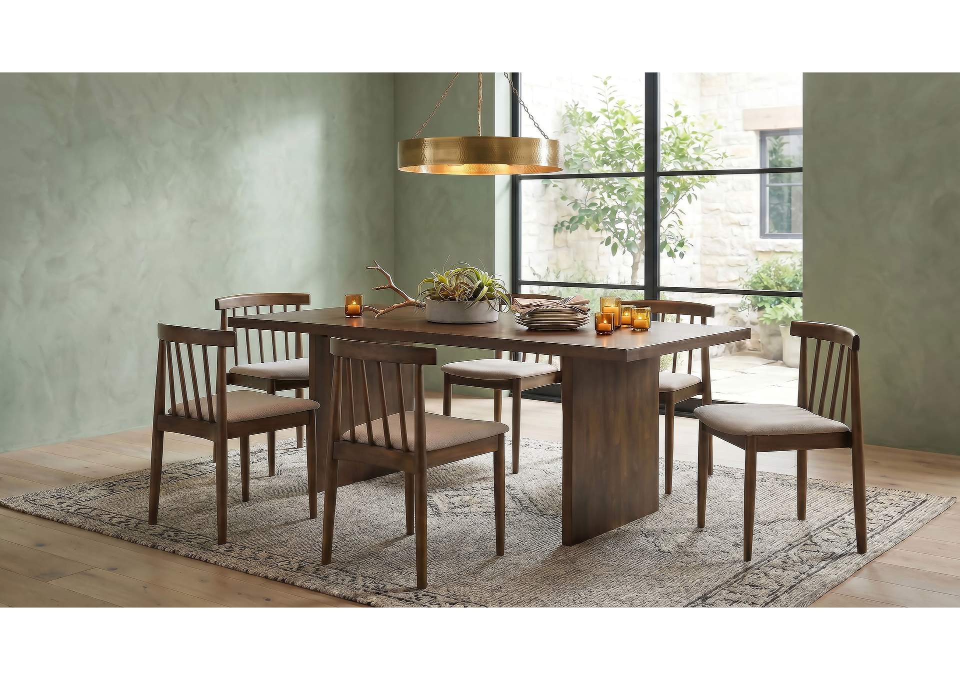 Decker 7-piece 82-inch Rectangular Dining Set Wheat and Walnut image 1