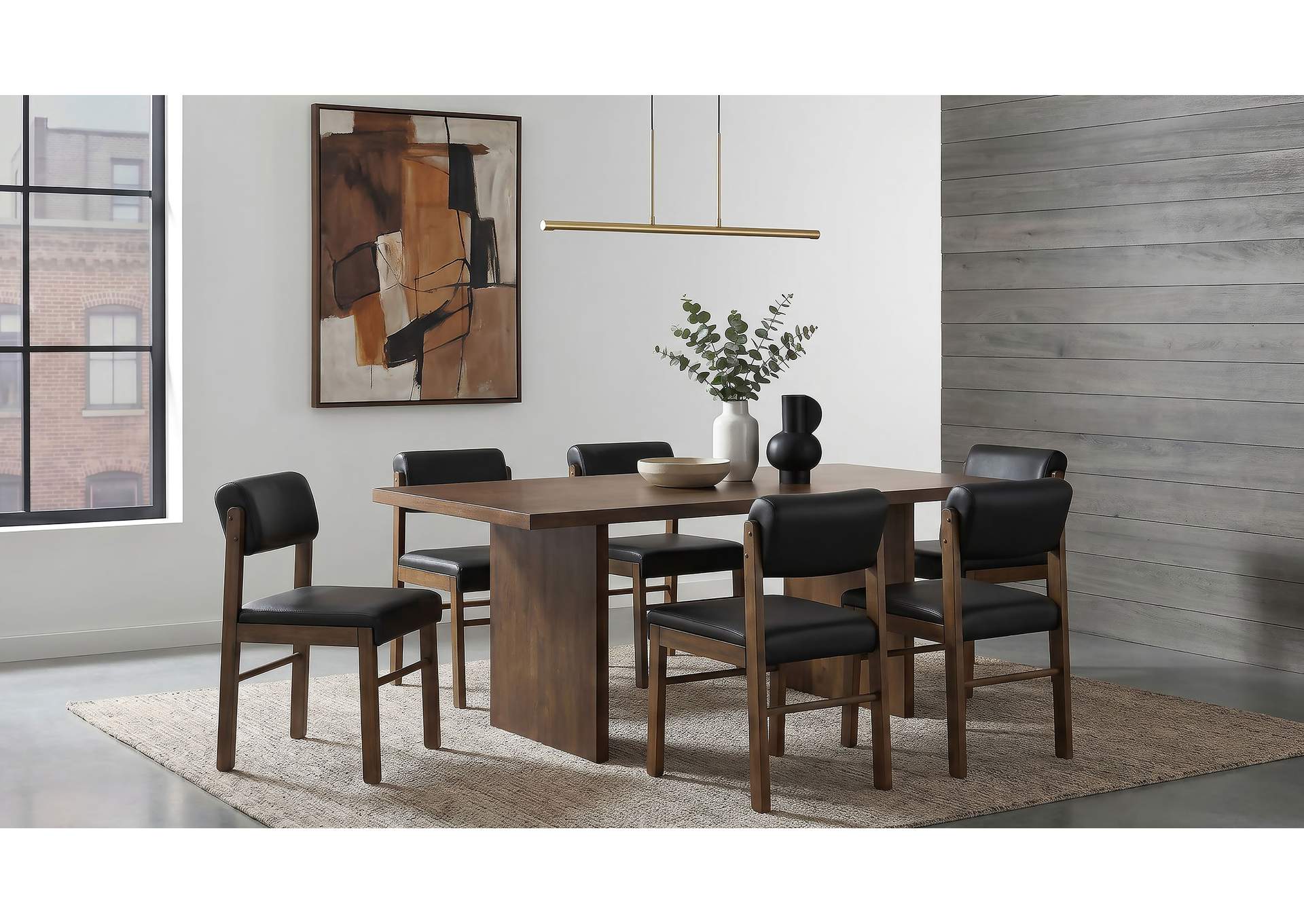 Decker 7-piece 82-inch Rectangular Dining Set Black and Walnut image 1