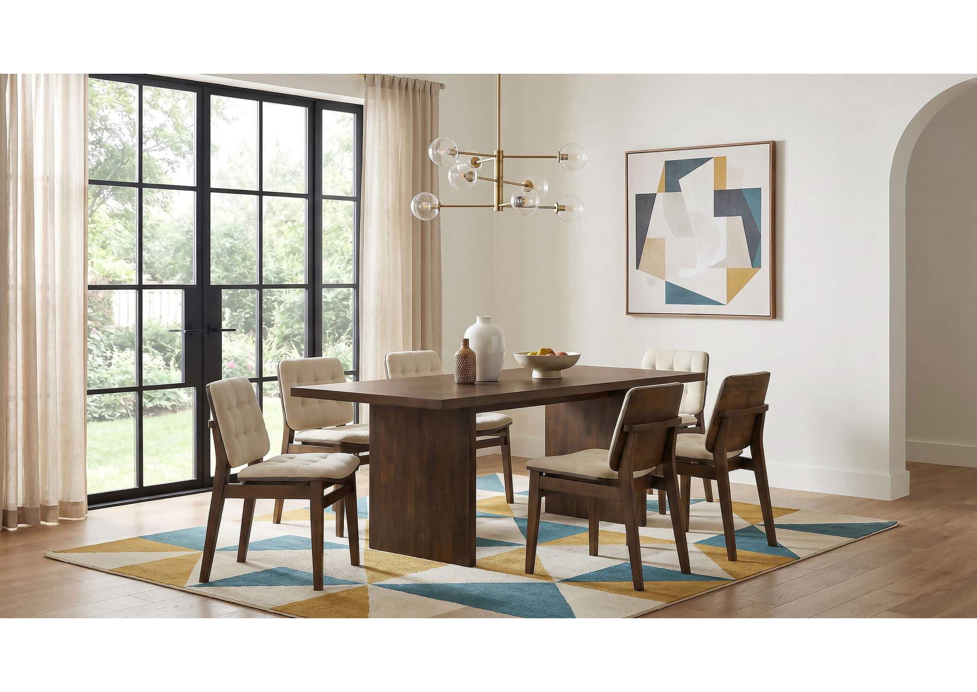 Decker 7-piece 82-inch Rectangular Dining Set Cream and Walnut image 1