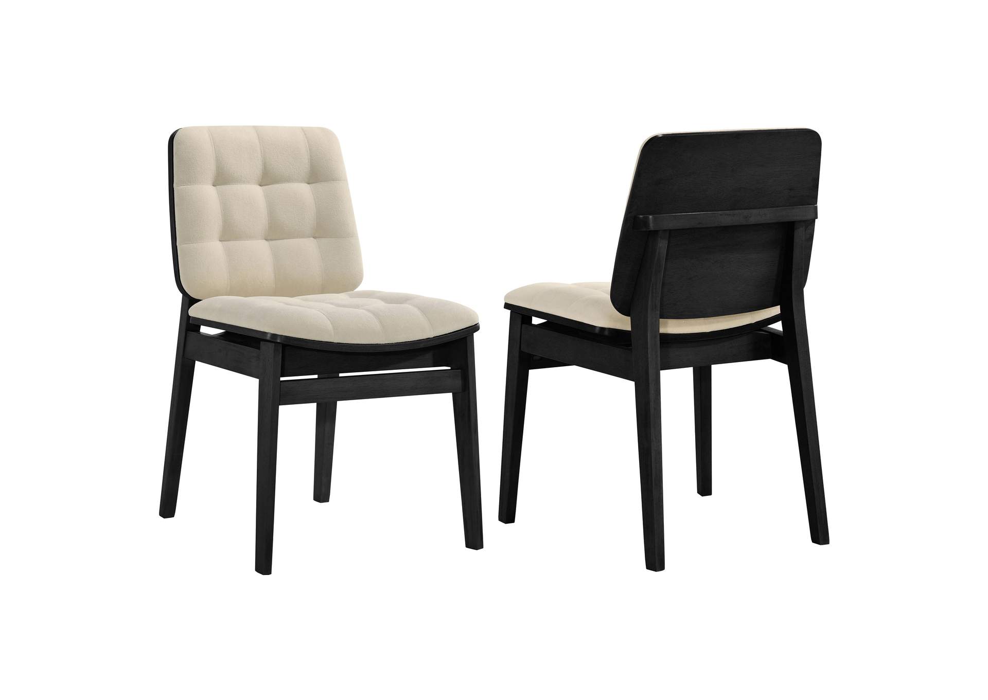 Redbridge Velvet Upholstered Side Chair Cream and Black (Set of 2) image 1