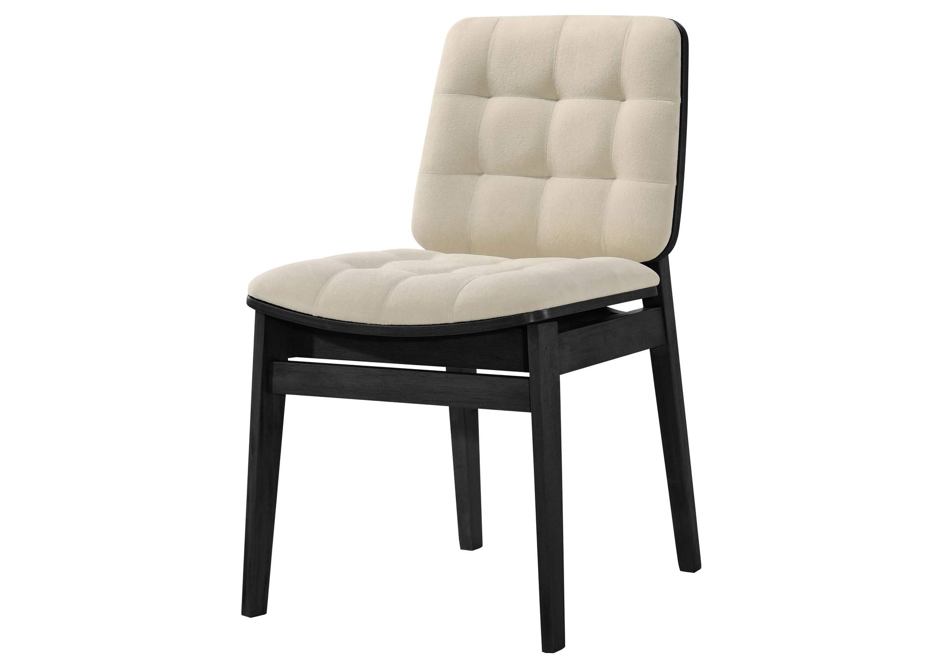 Redbridge Velvet Upholstered Side Chair Cream and Black (Set of 2) image 5