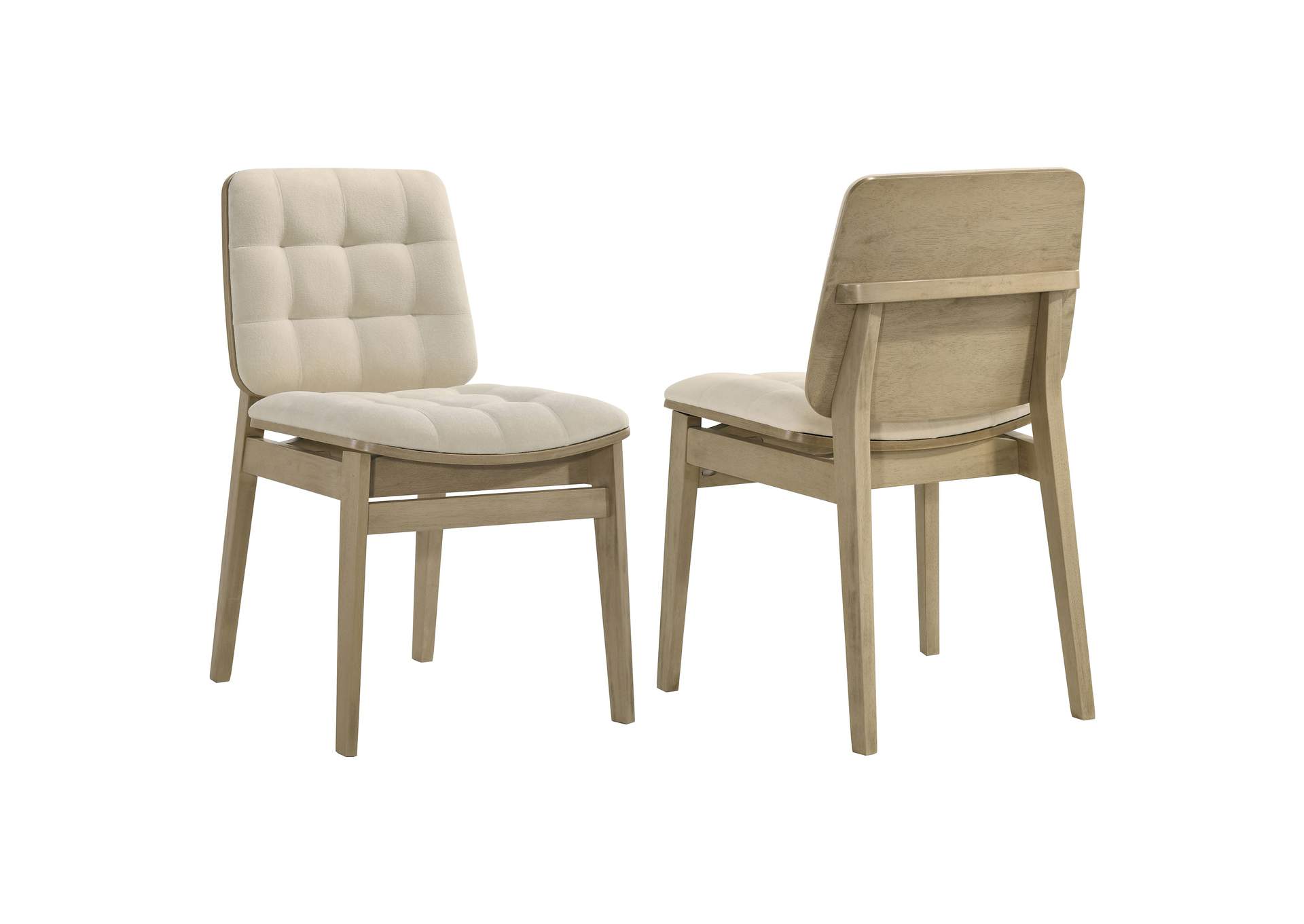 Redbridge Velvet Upholstered Side Chair Cream and Natural Oak (Set of 2) image 1
