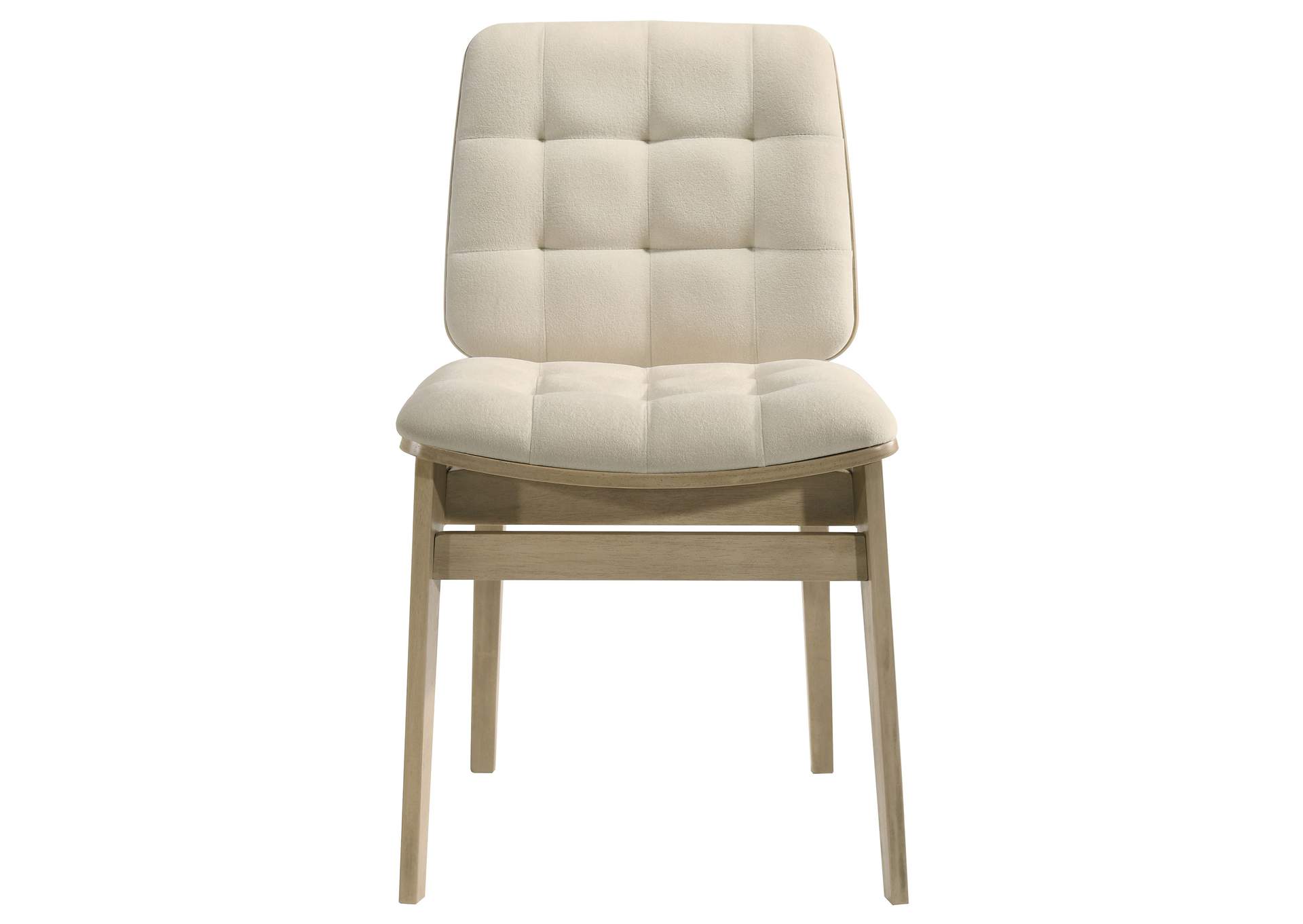 Redbridge Velvet Upholstered Side Chair Cream and Natural Oak (Set of 2) image 5