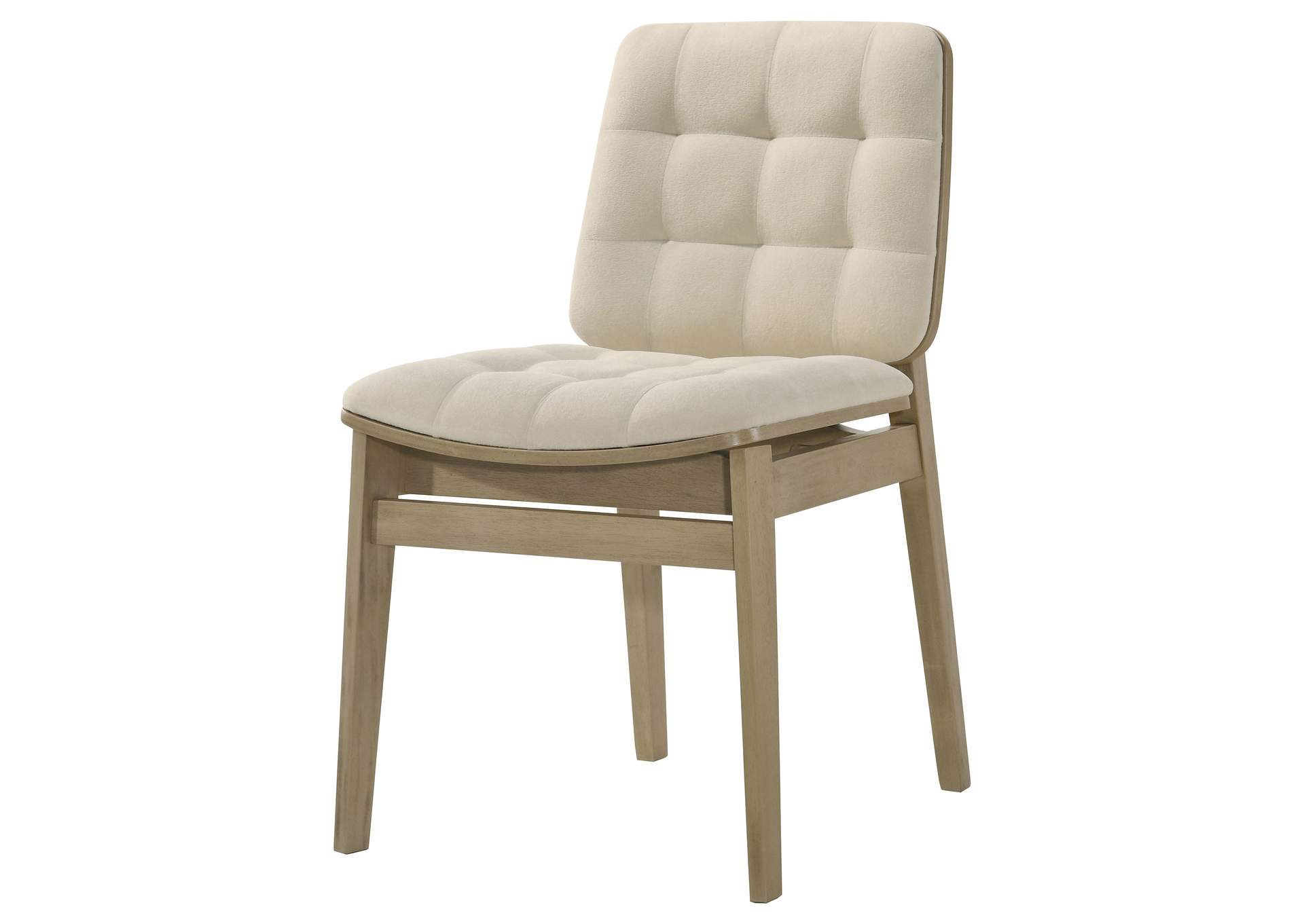 Redbridge Velvet Upholstered Side Chair Cream and Natural Oak (Set of 2) image 6