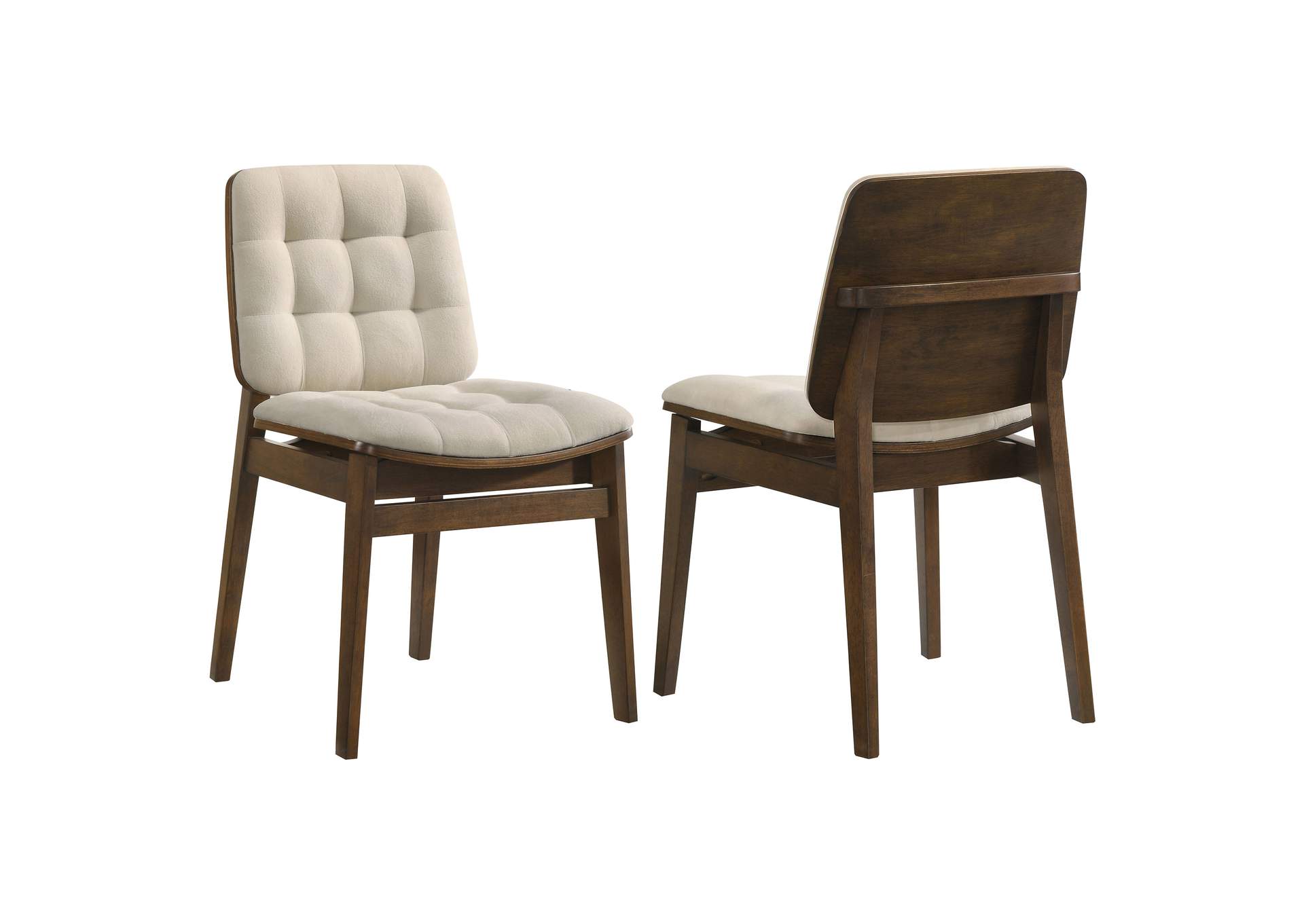 Redbridge Velvet Upholstered Side Chair Cream and Walnut (Set of 2) image 1