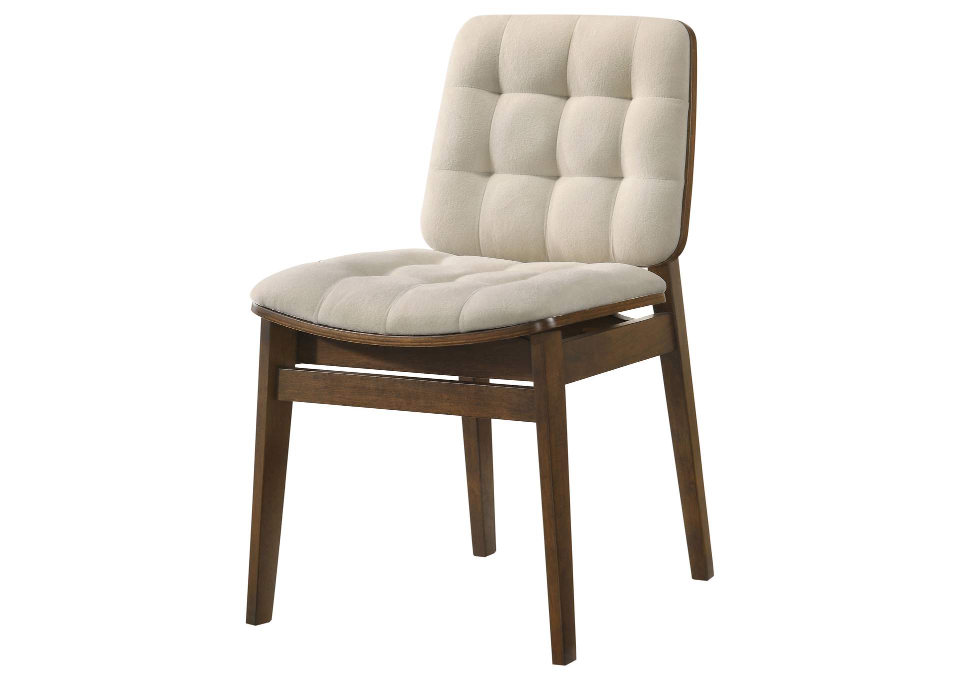 Redbridge Velvet Upholstered Side Chair Cream and Walnut (Set of 2) image 5