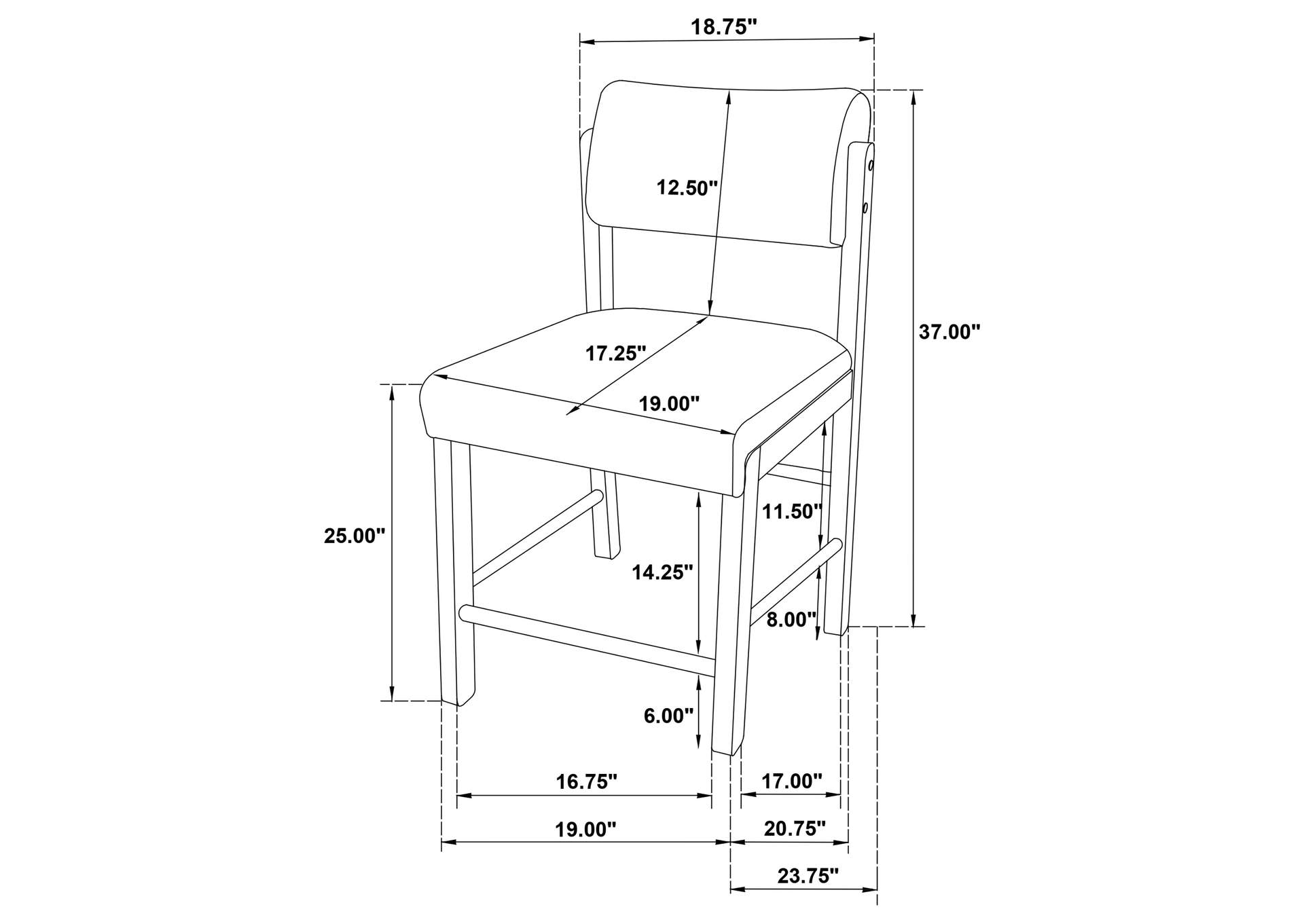 Decker 7-piece 70-inch Rectangular Counter Height Dining Set Black image 16