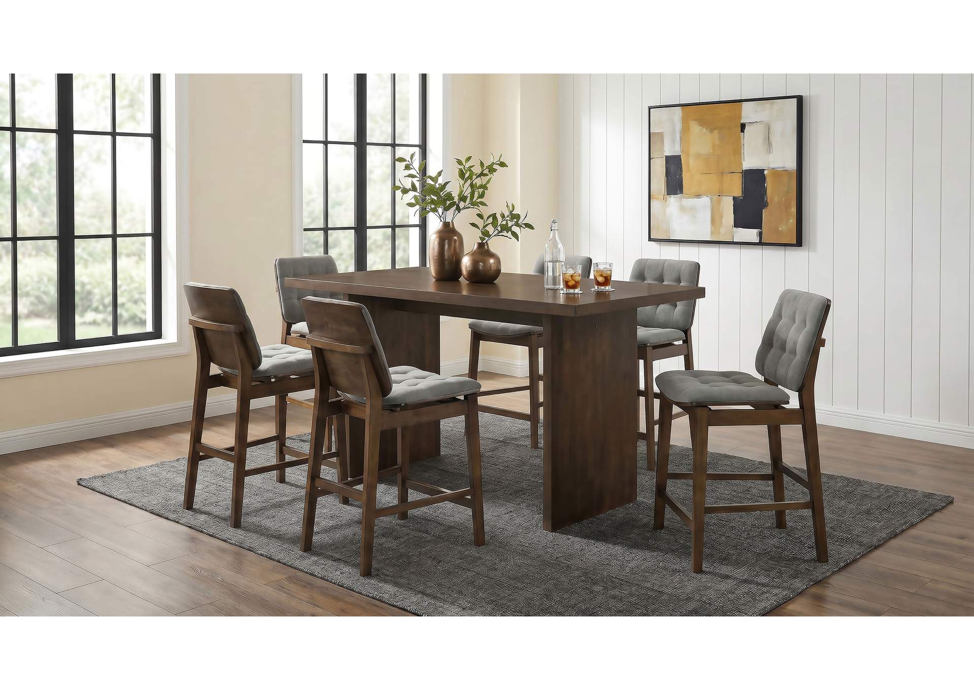 Decker 7-piece 70-inch Counter Height Dining Set Grey and Walnut image 1