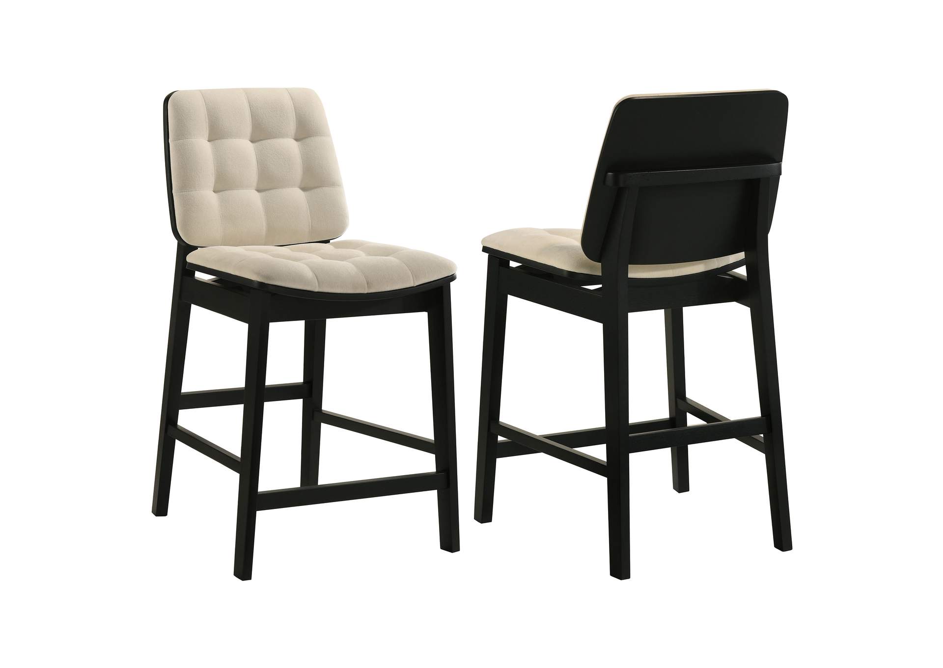 Redbridge Velvet Upholstered Counter Chair Cream and Black (Set of 2) image 1