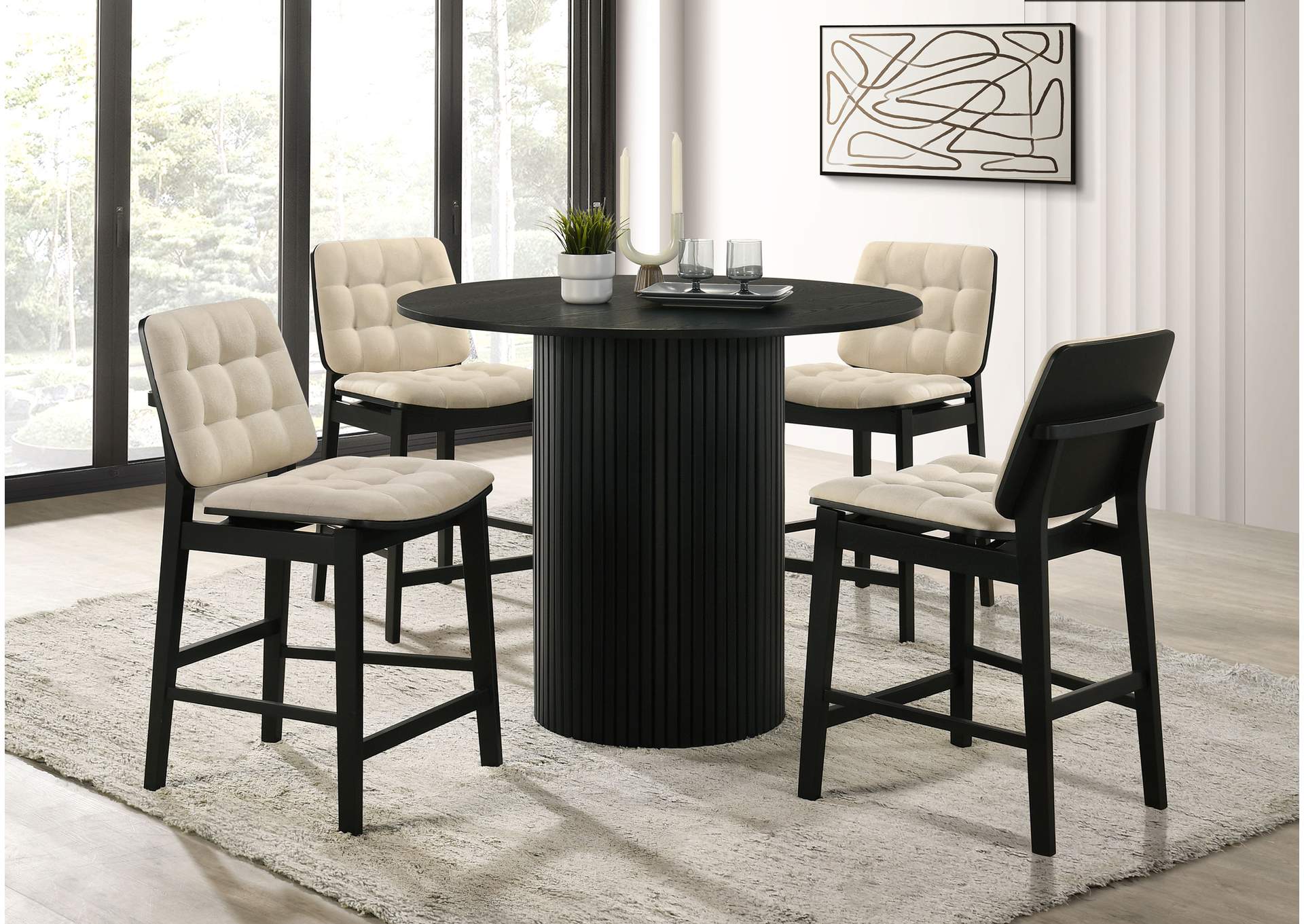 Redbridge Velvet Upholstered Counter Chair Cream and Black (Set of 2) image 15