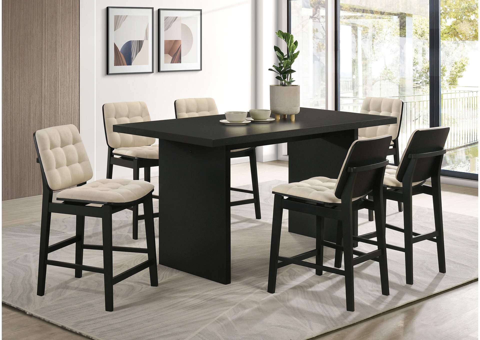 Redbridge Velvet Upholstered Counter Chair Cream and Black (Set of 2) image 16
