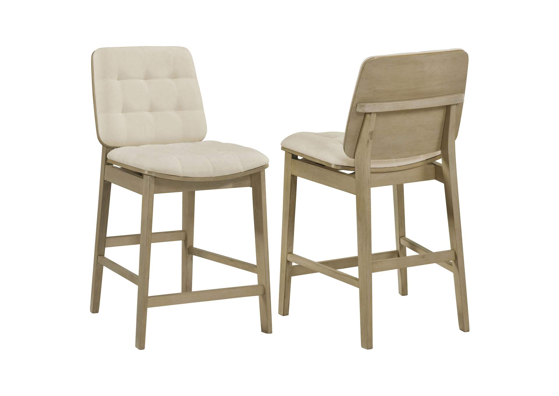 Redbridge Velvet Upholstered Counter Chair Cream and Natural Oak (Set of 2) image 1