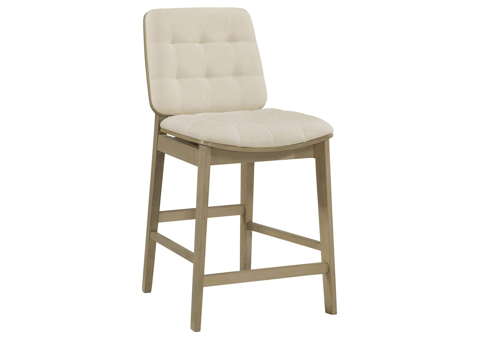 Redbridge Velvet Upholstered Counter Chair Cream and Natural Oak (Set of 2) image 3