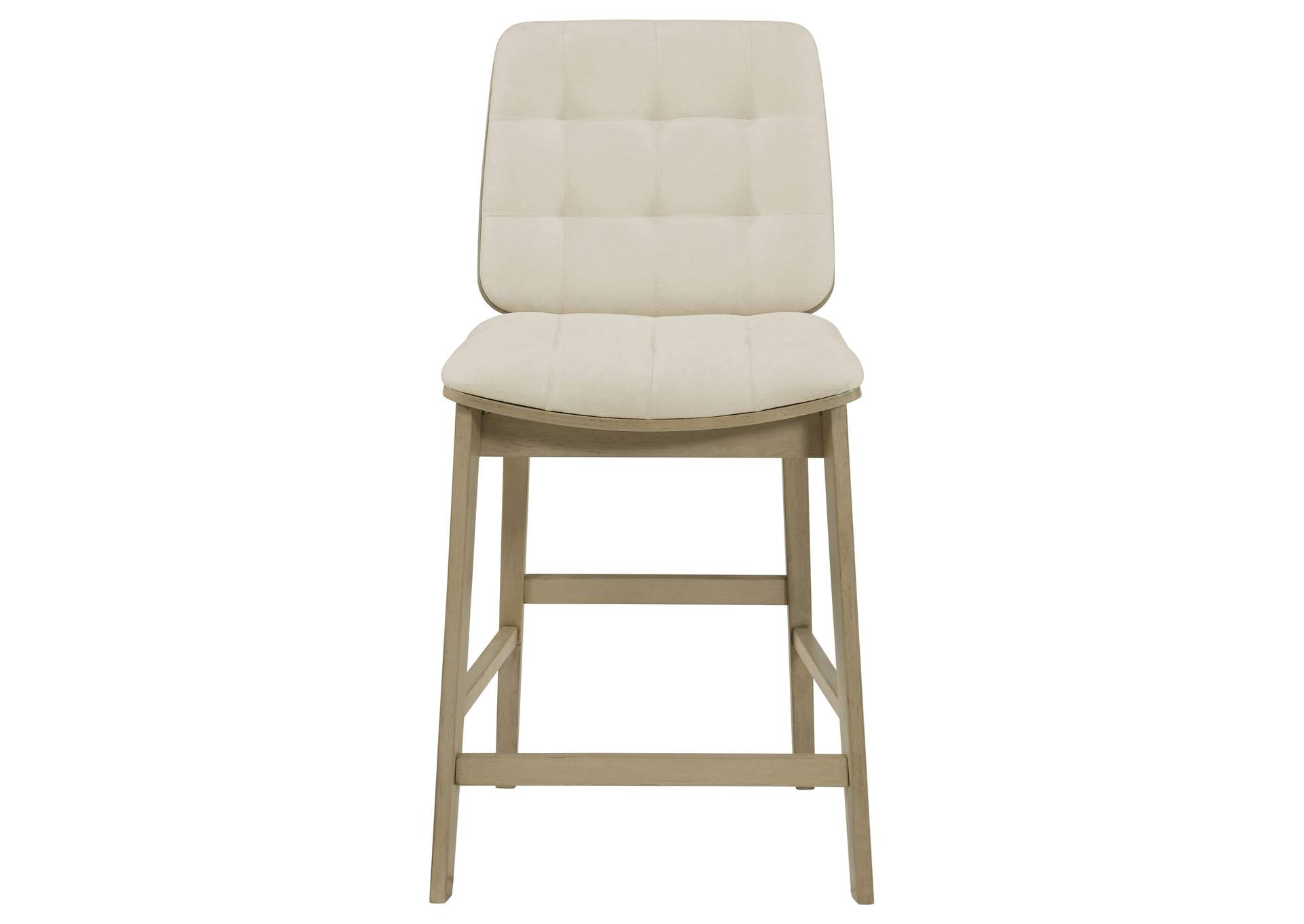 Redbridge Velvet Upholstered Counter Chair Cream and Natural Oak (Set of 2) image 4