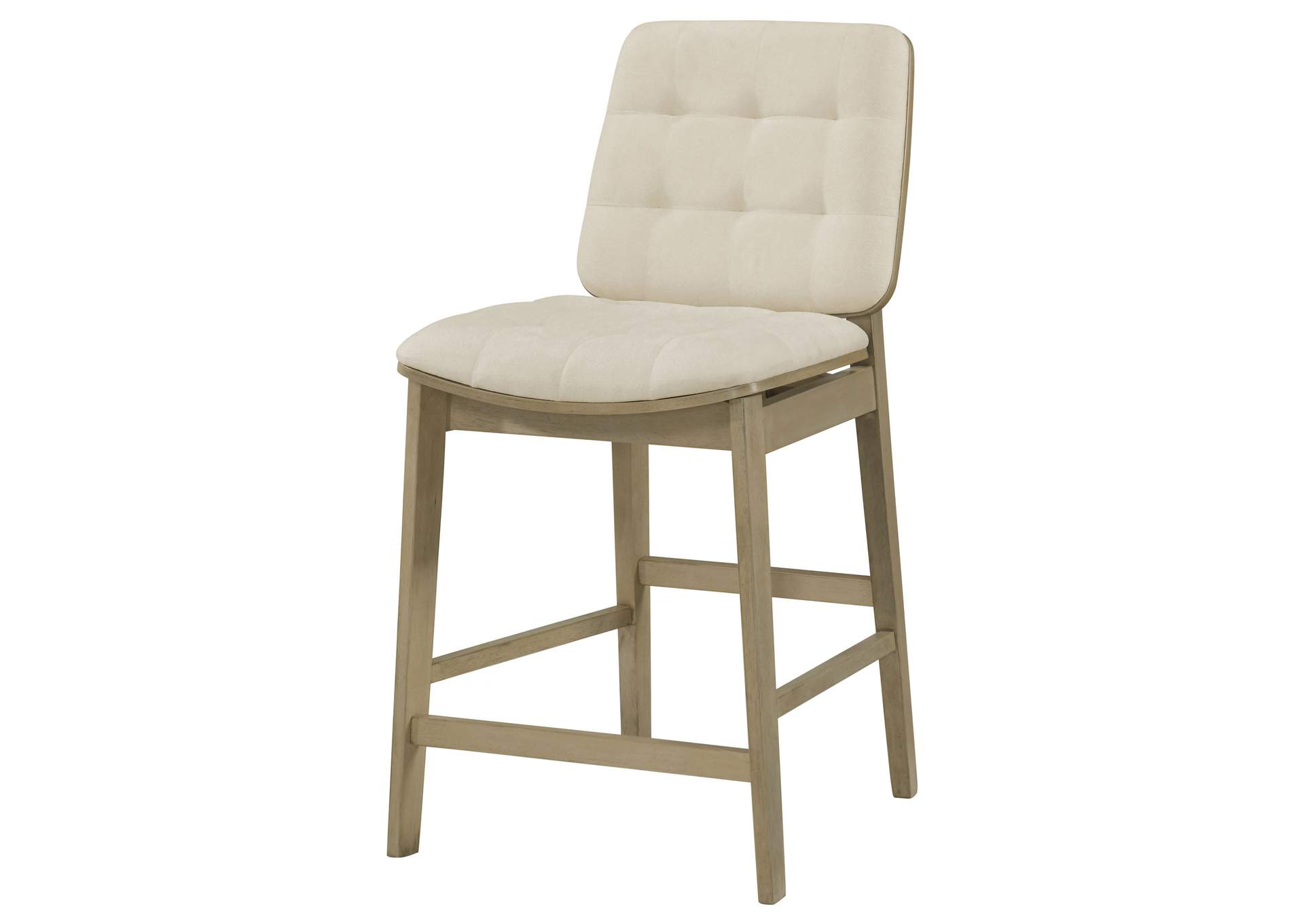 Redbridge Velvet Upholstered Counter Chair Cream and Natural Oak (Set of 2) image 5