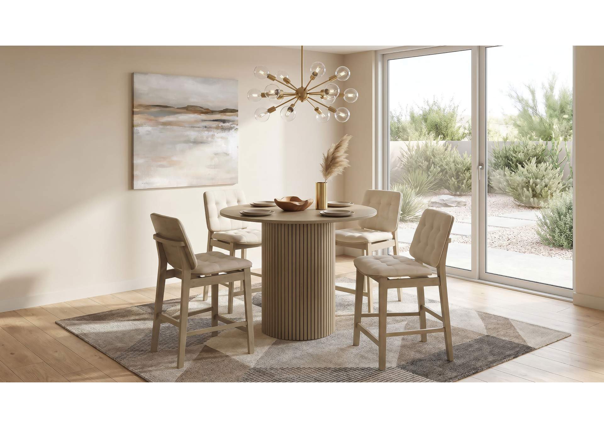 Redbridge Velvet Upholstered Counter Chair Cream and Natural Oak (Set of 2) image 15