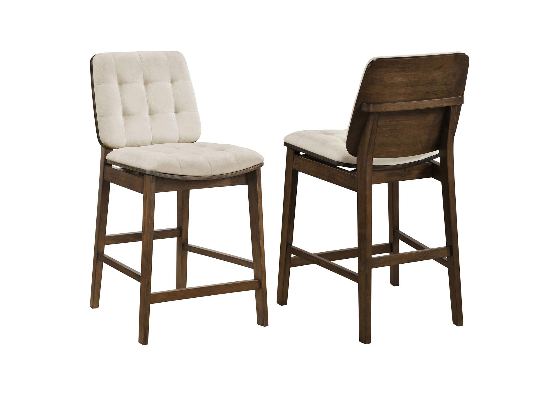 Redbridge Velvet Upholstered Counter Chair Cream and Walnut (Set of 2) image 1