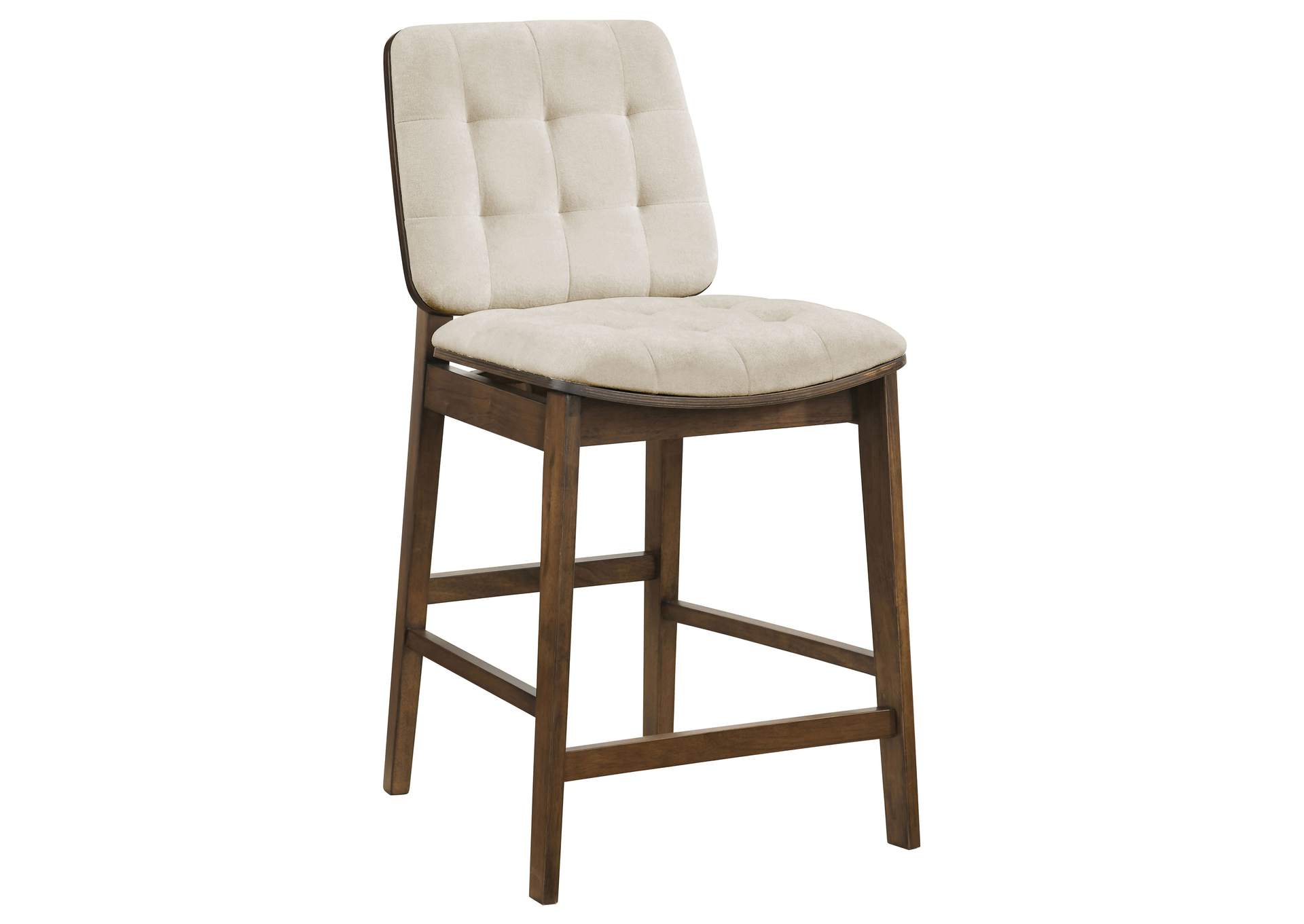 Redbridge Velvet Upholstered Counter Chair Cream and Walnut (Set of 2) image 3