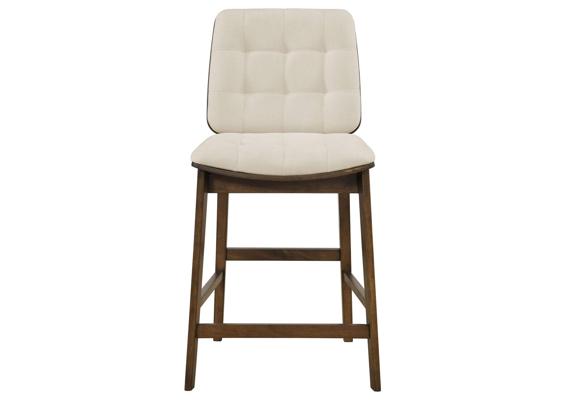 Redbridge Velvet Upholstered Counter Chair Cream and Walnut (Set of 2) image 4