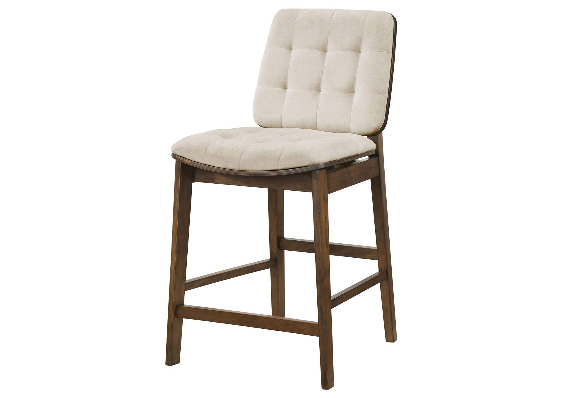 Redbridge Velvet Upholstered Counter Chair Cream and Walnut (Set of 2) image 5