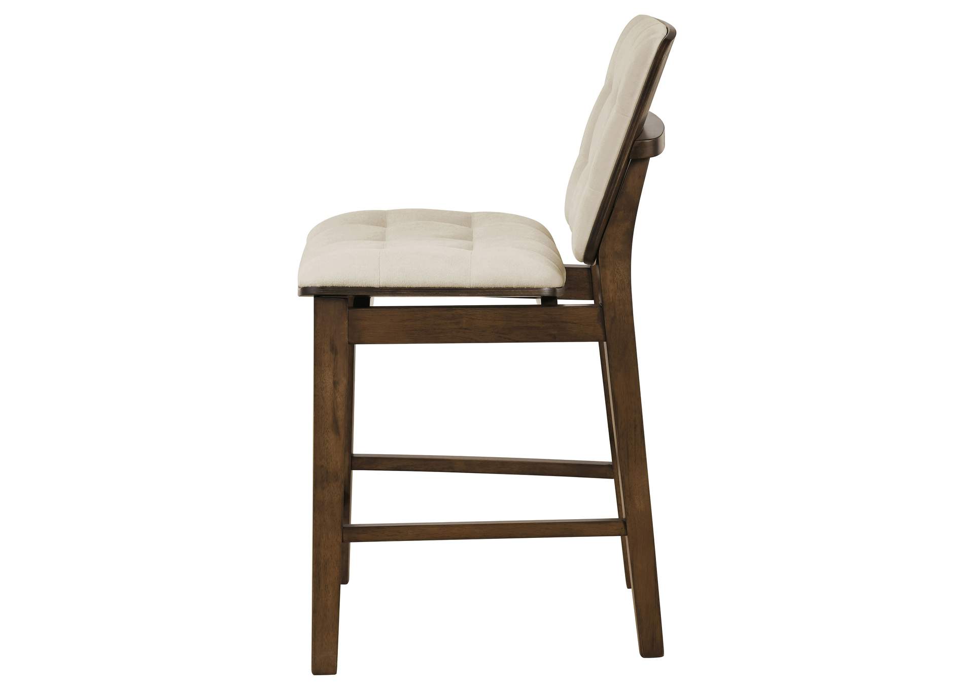 Redbridge Velvet Upholstered Counter Chair Cream and Walnut (Set of 2) image 6